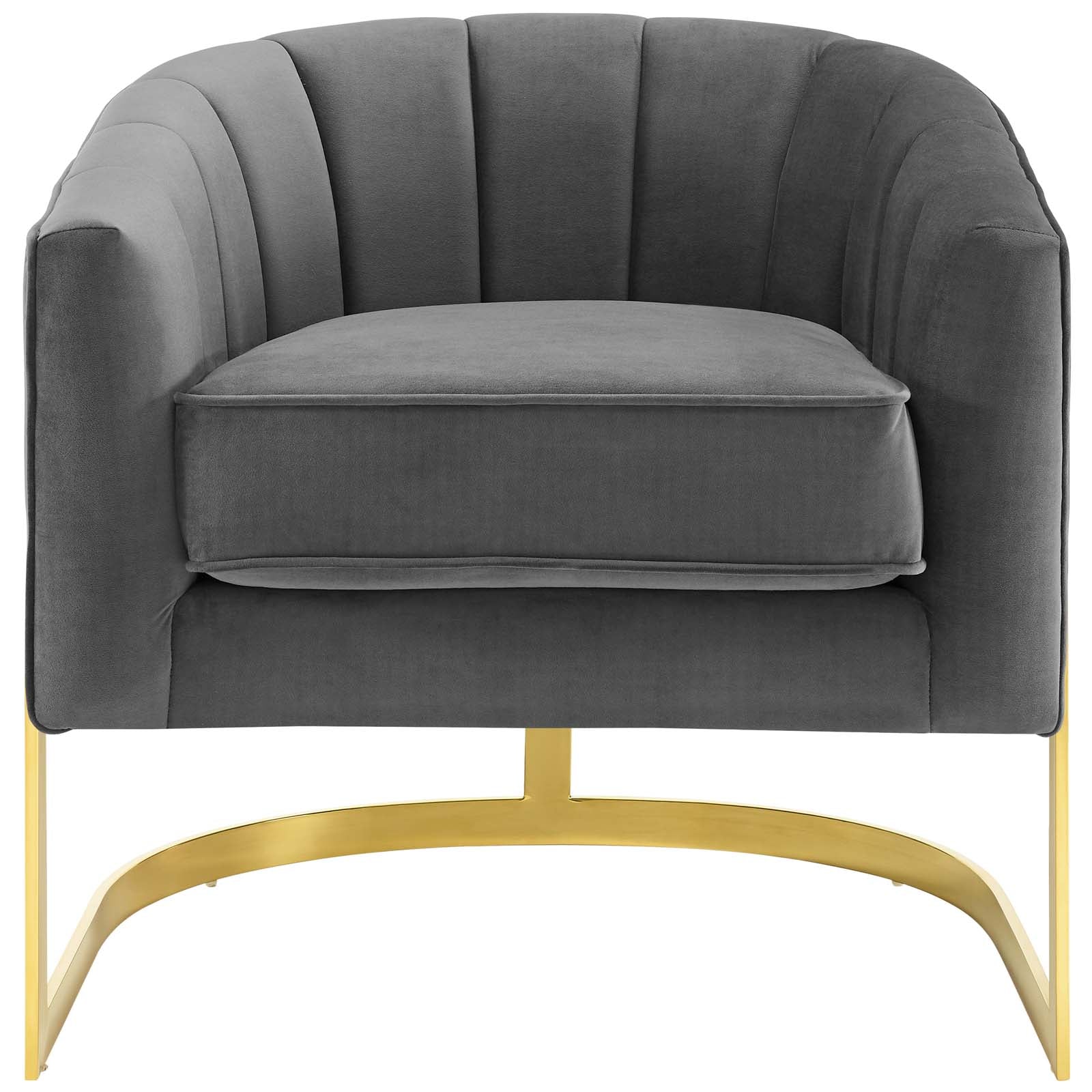 Modway Accent Chairs - Esteem Accent Armchair Performance Velvet (Set of 2) Gray
