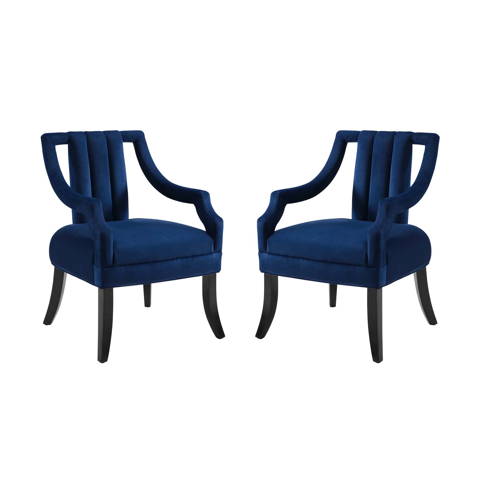 Modway Living Room Sets - Harken Accent Chair Performance Velvet Set of 2 Navy