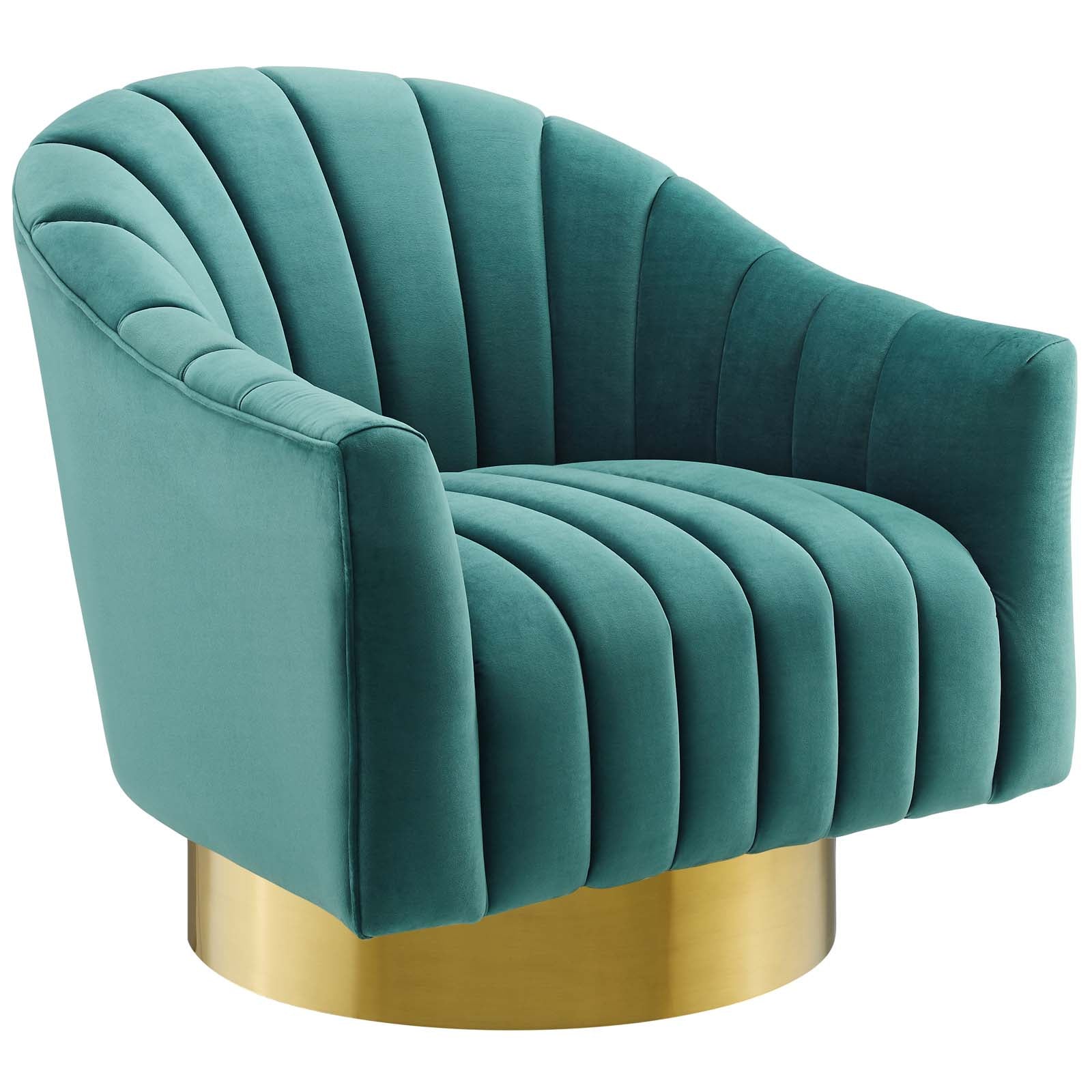 Modway Accent Chairs - Buoyant Swivel Chair Performance Velvet Set of 2 Teal