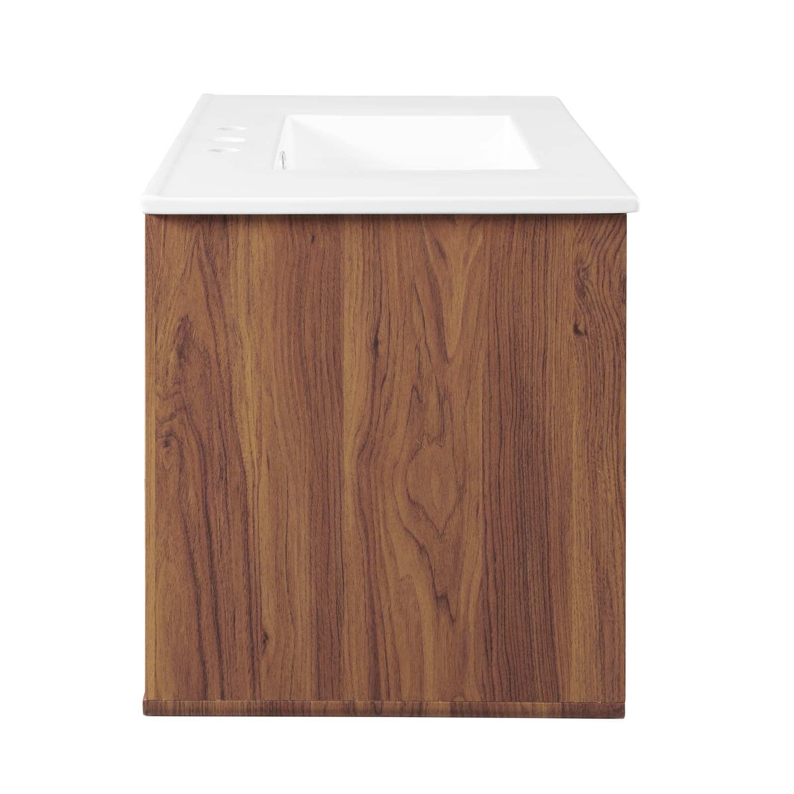 Modway Bathroom Vanity - Transmit-36"-Wall-Mount-Bathroom-Vanity-Walnut-White