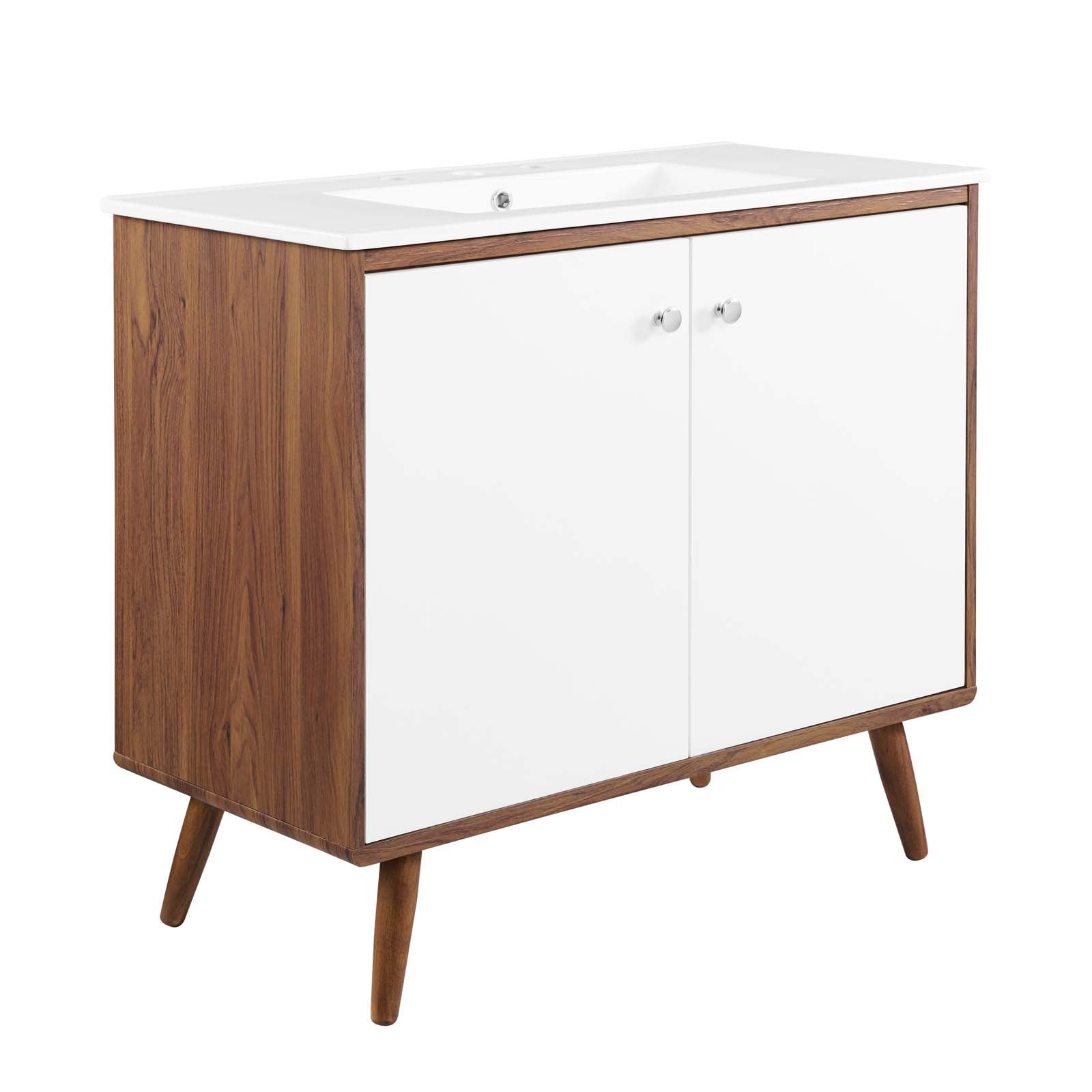 Modway Bathroom Vanity - Transmit 36" Bathroom Vanity Walnut White
