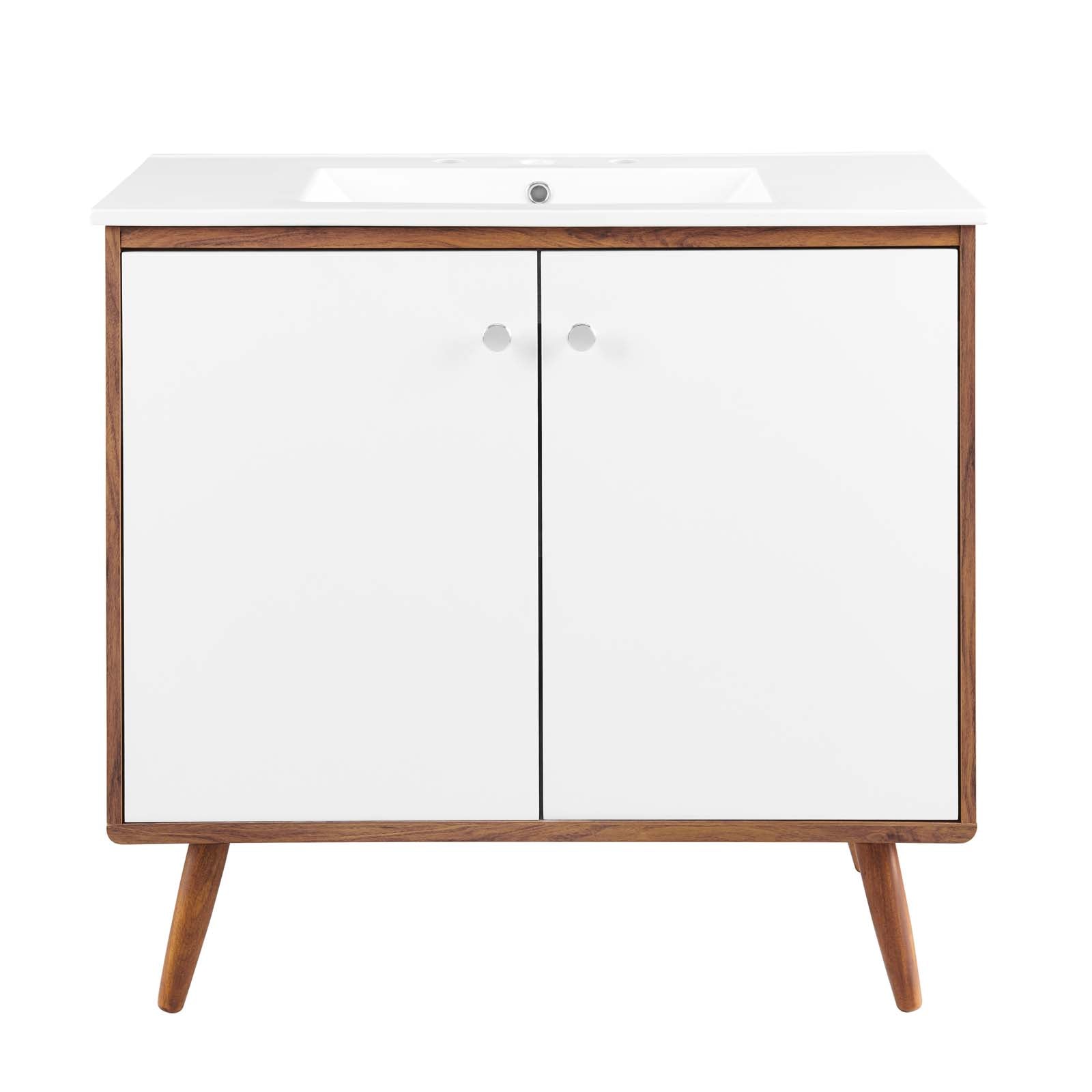 Modway Bathroom Vanity - Transmit 36" Bathroom Vanity Walnut White