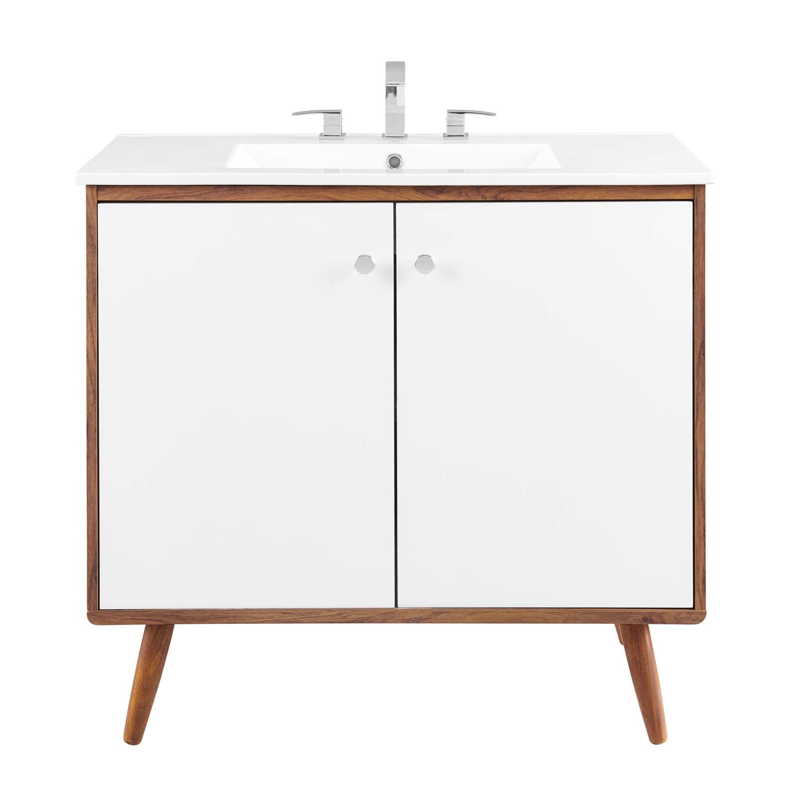 Modway Bathroom Vanity - Transmit 36" Bathroom Vanity Walnut White
