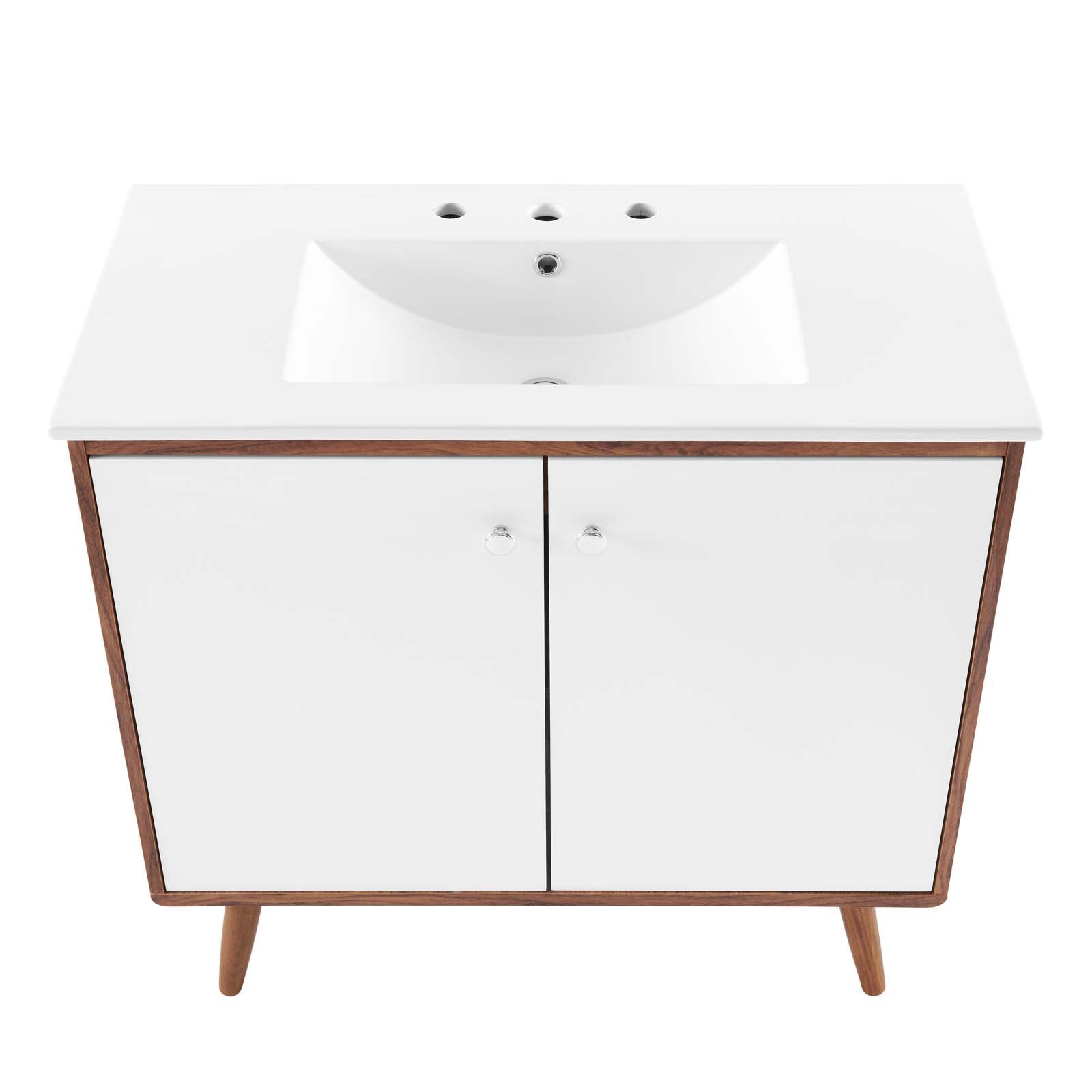 Modway Bathroom Vanity - Transmit 36" Bathroom Vanity Walnut White