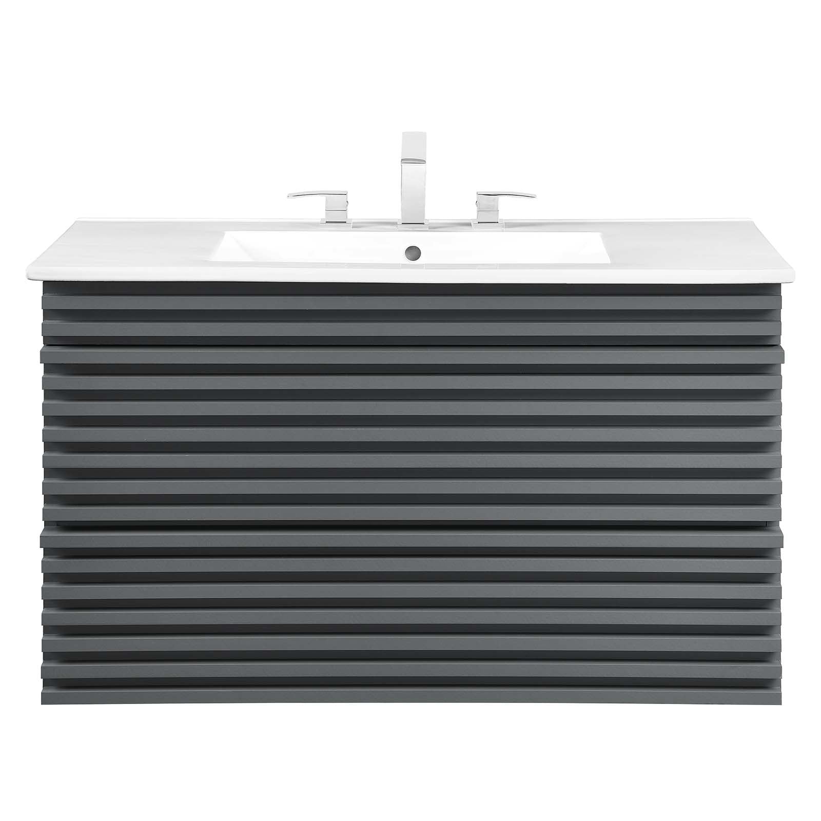 Modway Bathroom Vanity - Render 36" Wall-Mount Bathroom Vanity Gray White
