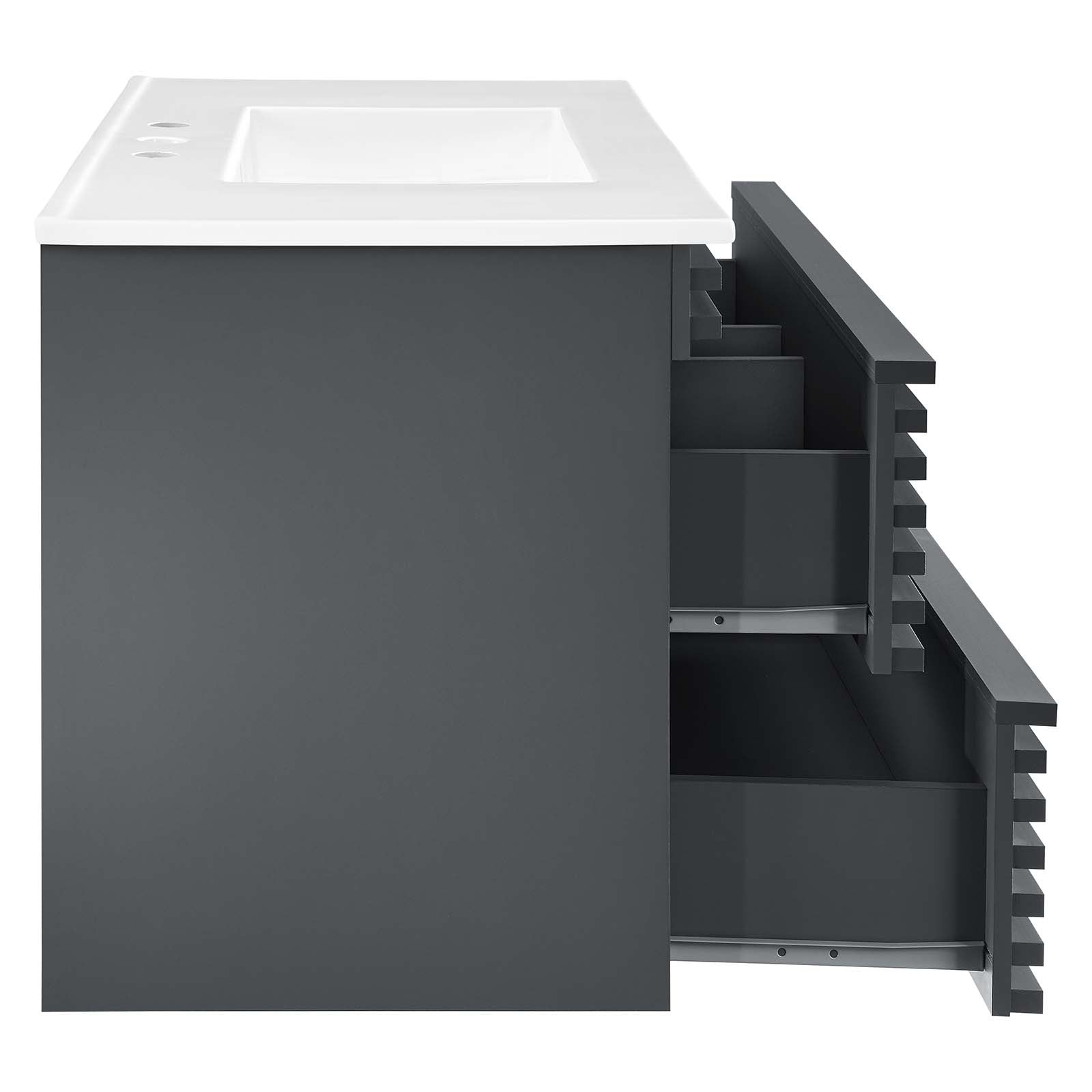 Modway Bathroom Vanity - Render 36" Wall-Mount Bathroom Vanity Gray White