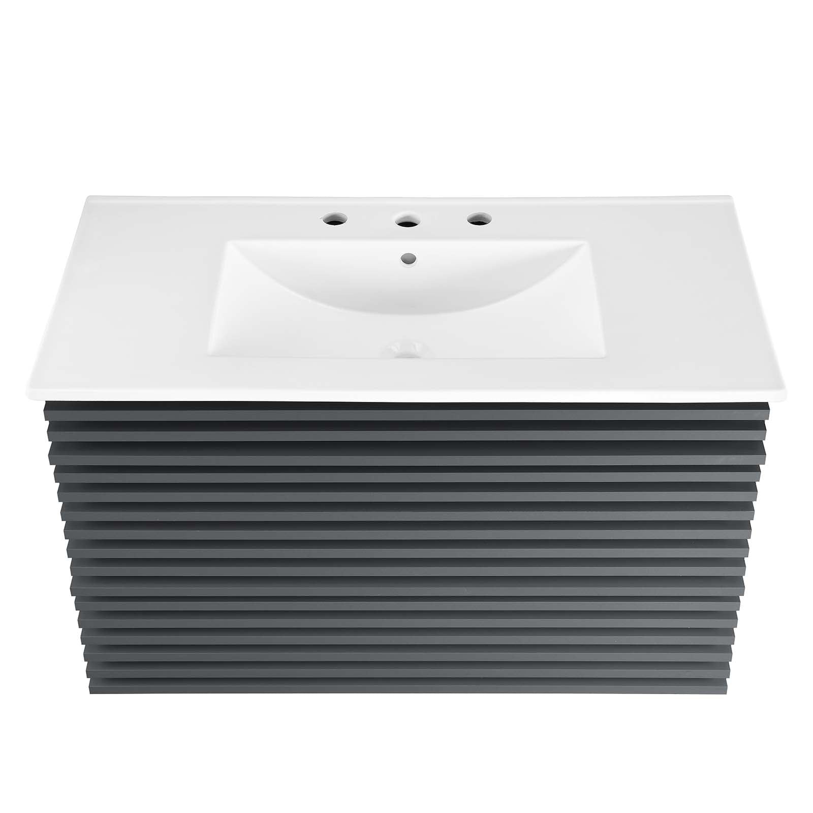 Modway Bathroom Vanity - Render 36" Wall-Mount Bathroom Vanity Gray White