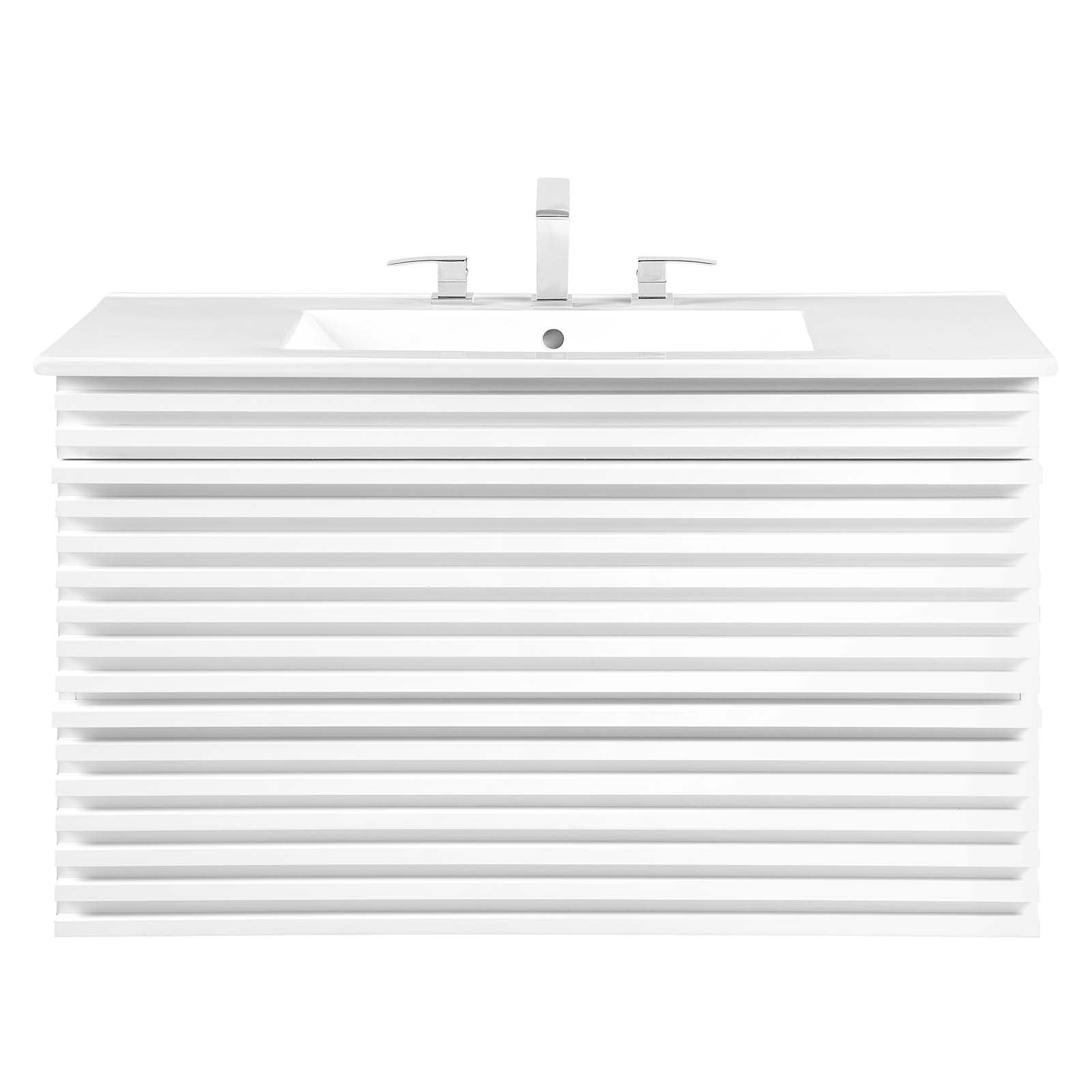 Modway Bathroom Vanity - Render 36" Wall-Mount Bathroom Vanity White White