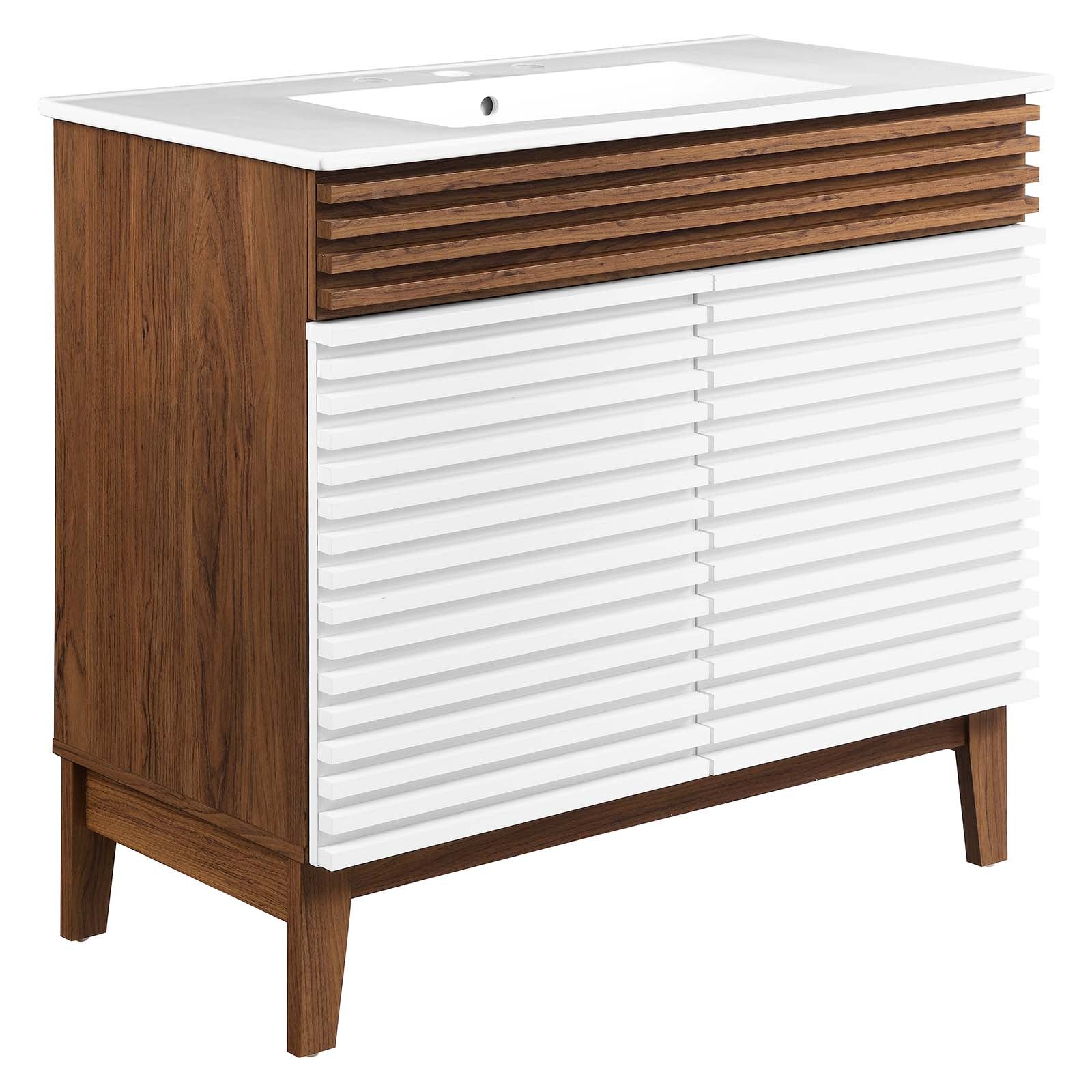 Modway Bathroom Vanity - Render 36" Bathroom Vanity White Walnut White