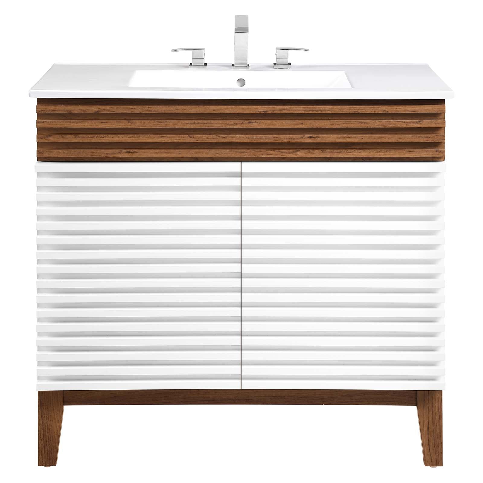 Modway Bathroom Vanity - Render 36" Bathroom Vanity White Walnut White