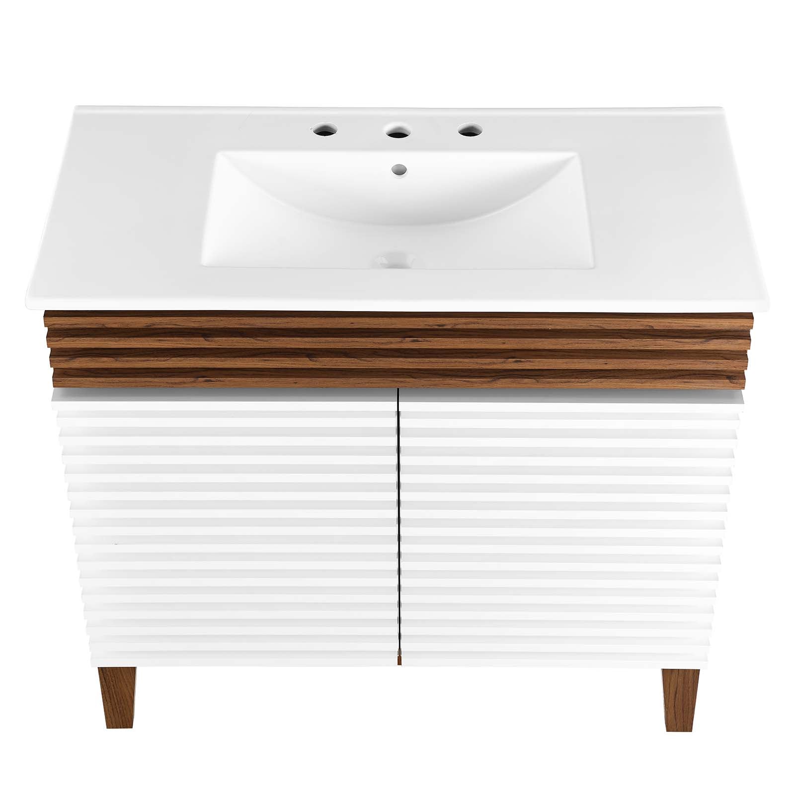 Modway Bathroom Vanity - Render 36" Bathroom Vanity White Walnut White