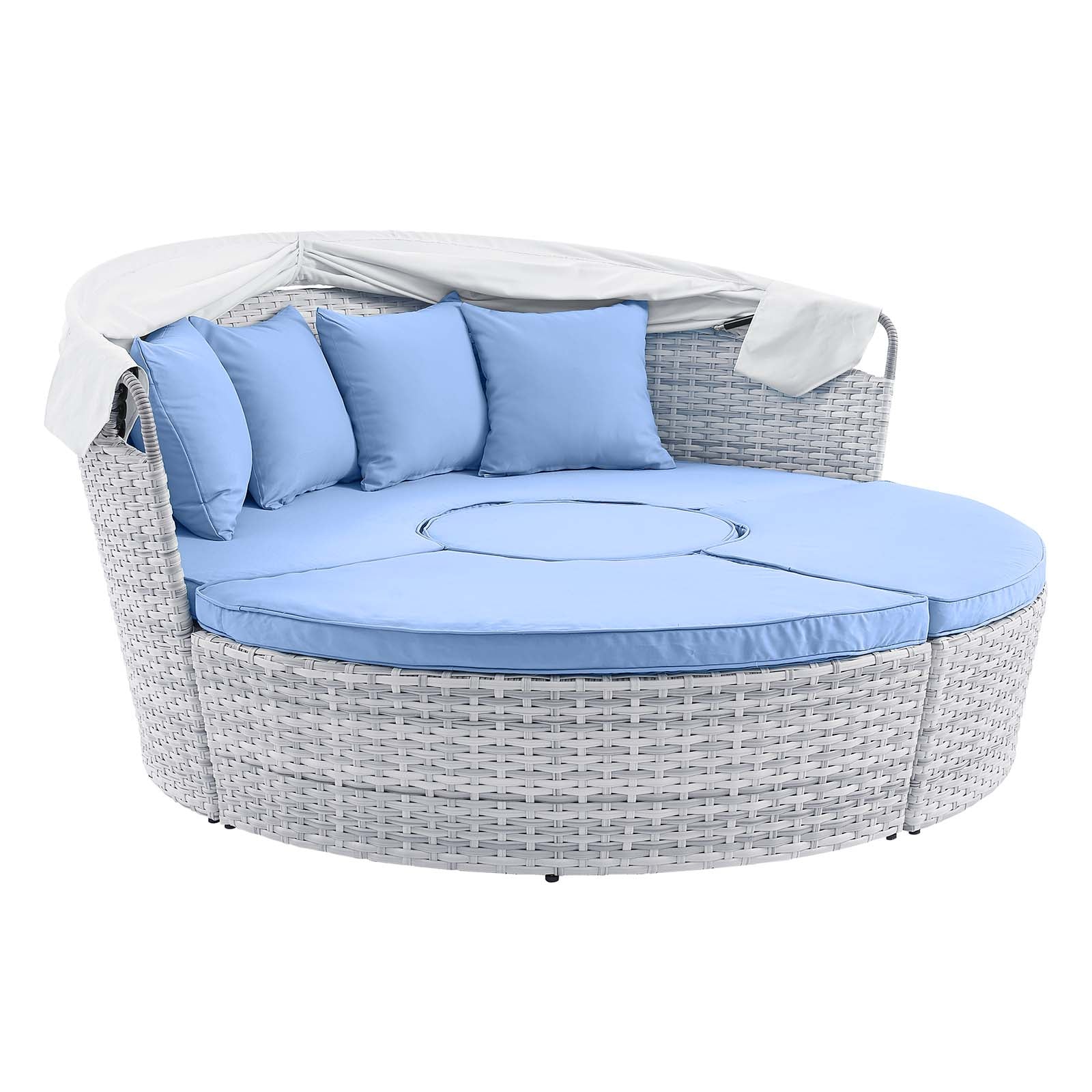 Modway Patio Daybeds - Scottsdale Canopy Outdoor Patio Daybed Light Gray Light Blue