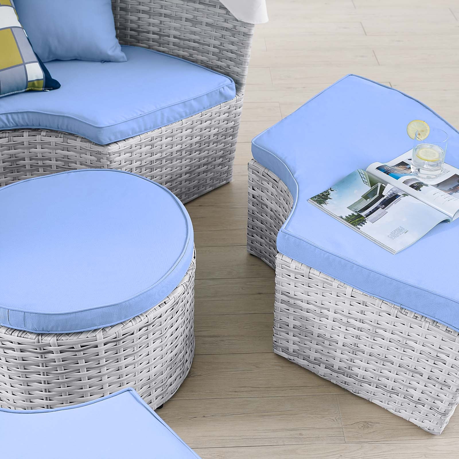 Modway Patio Daybeds - Scottsdale Canopy Outdoor Patio Daybed Light Gray Light Blue