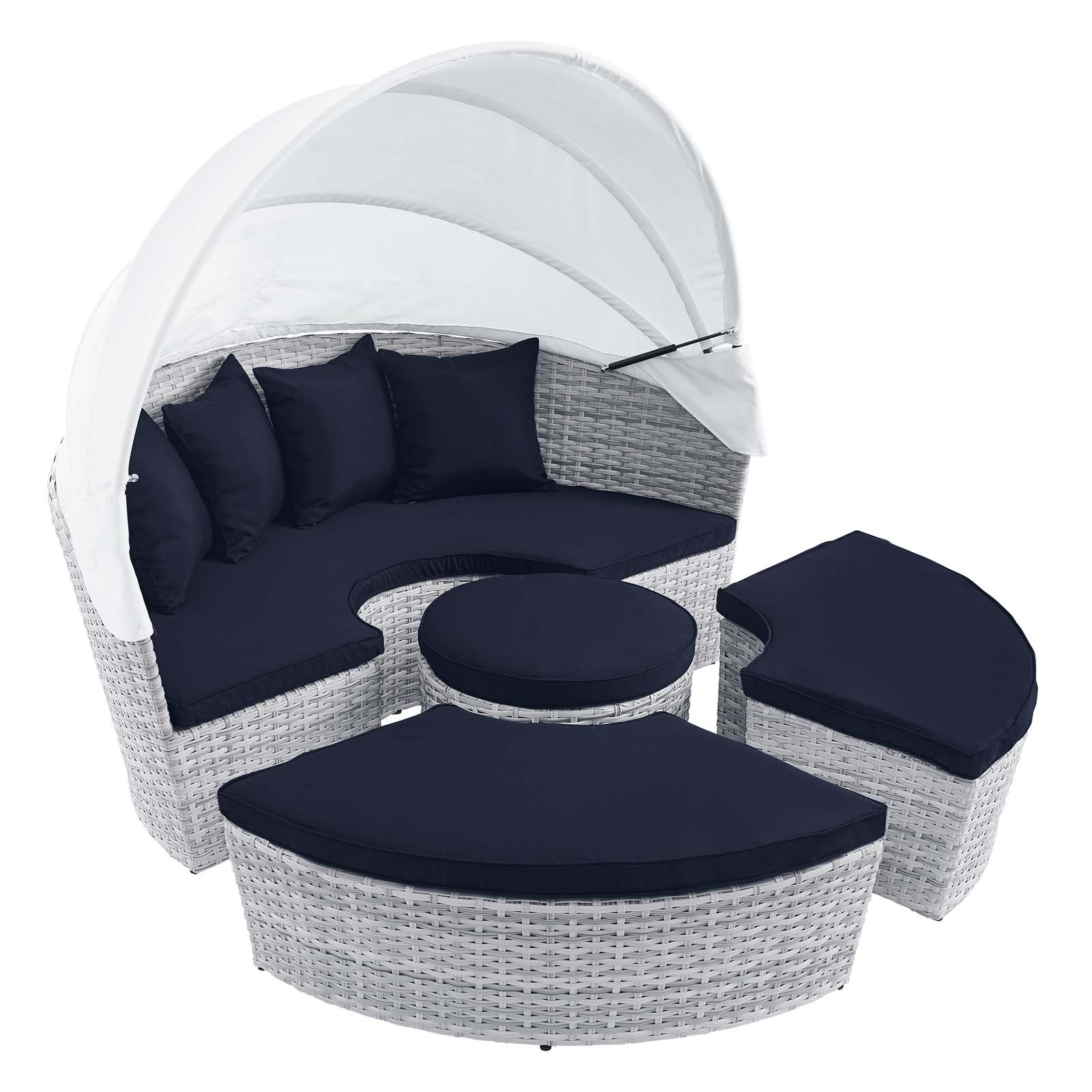 Modway Patio Daybeds - Scottsdale Canopy Outdoor Patio Daybed Light Gray Navy
