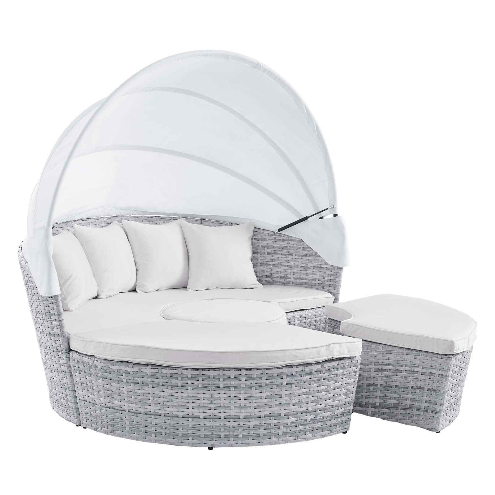 Modway Patio Daybeds - Scottsdale Canopy Outdoor Patio Daybed Light Gray White