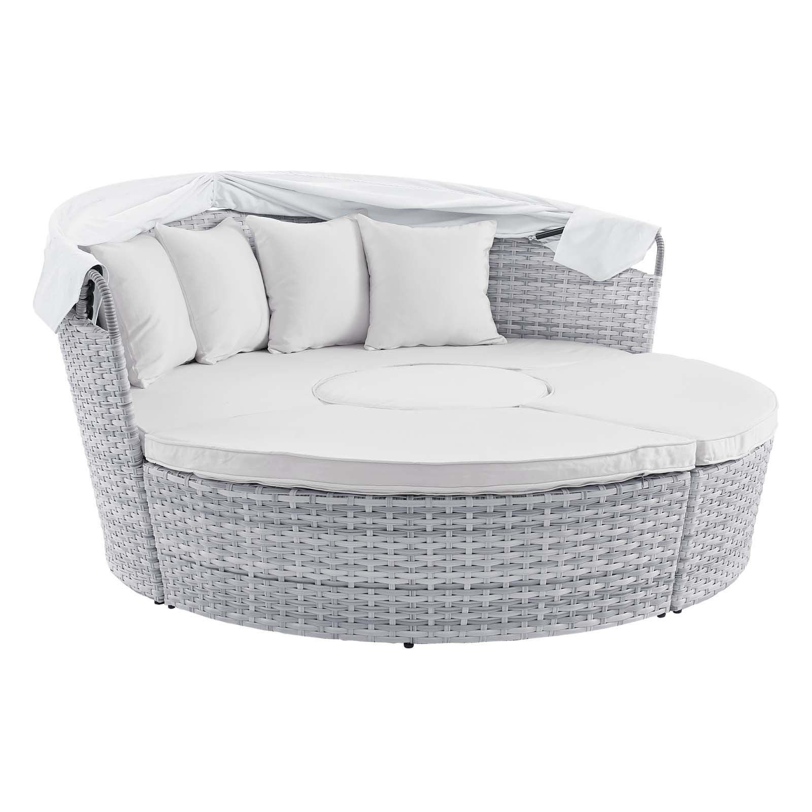 Modway Patio Daybeds - Scottsdale Canopy Outdoor Patio Daybed Light Gray White