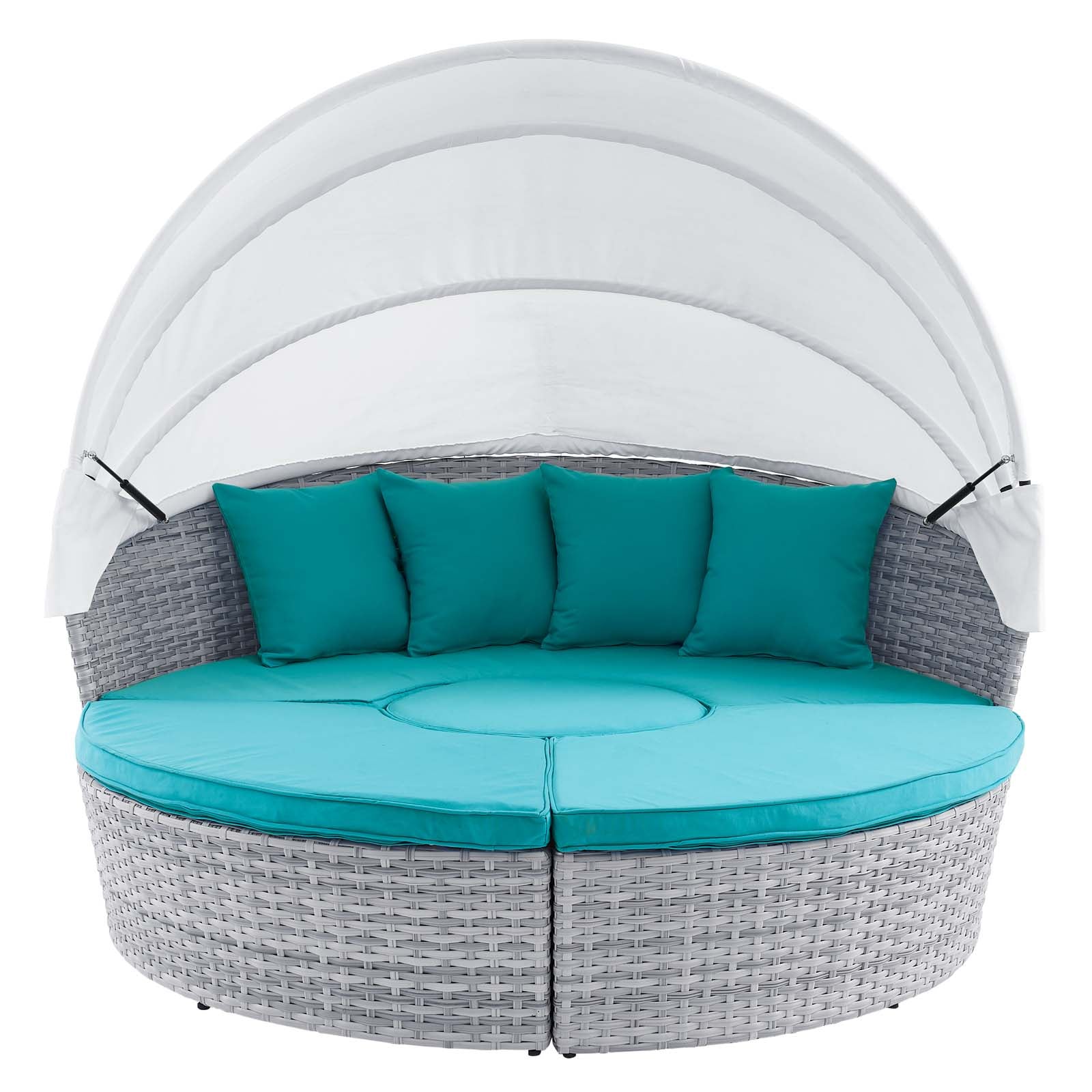 Modway Patio Daybeds - Scottsdale Canopy Sunbrella Outdoor Patio Daybed Light Gray Aruba