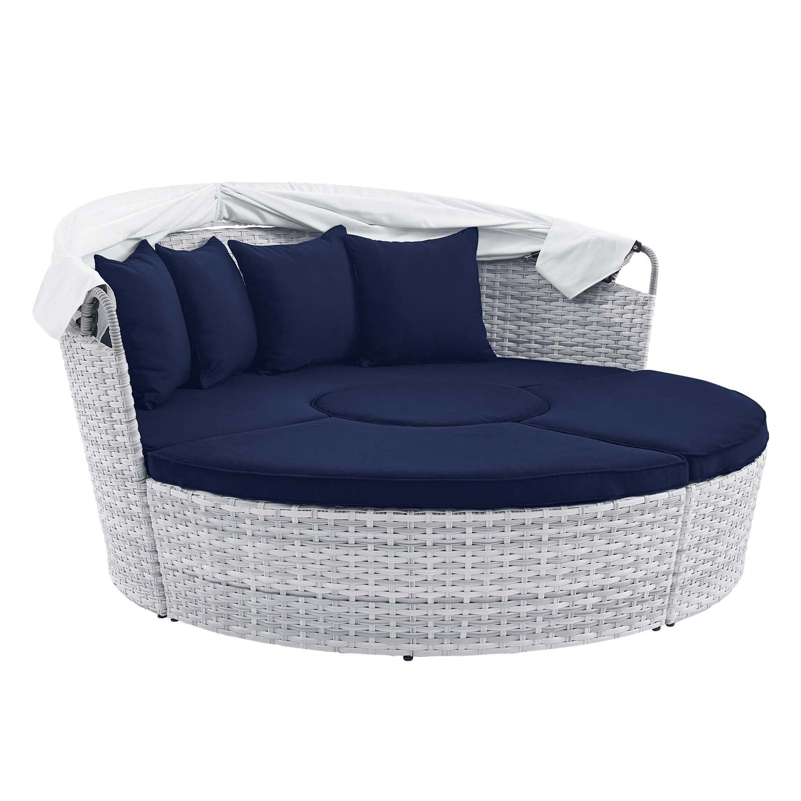 Modway Outdoor Conversation Sets - Scottsdale-Canopy-Sunbrella¨-Outdoor-Patio-Daybed-Light-Gray-Navy
