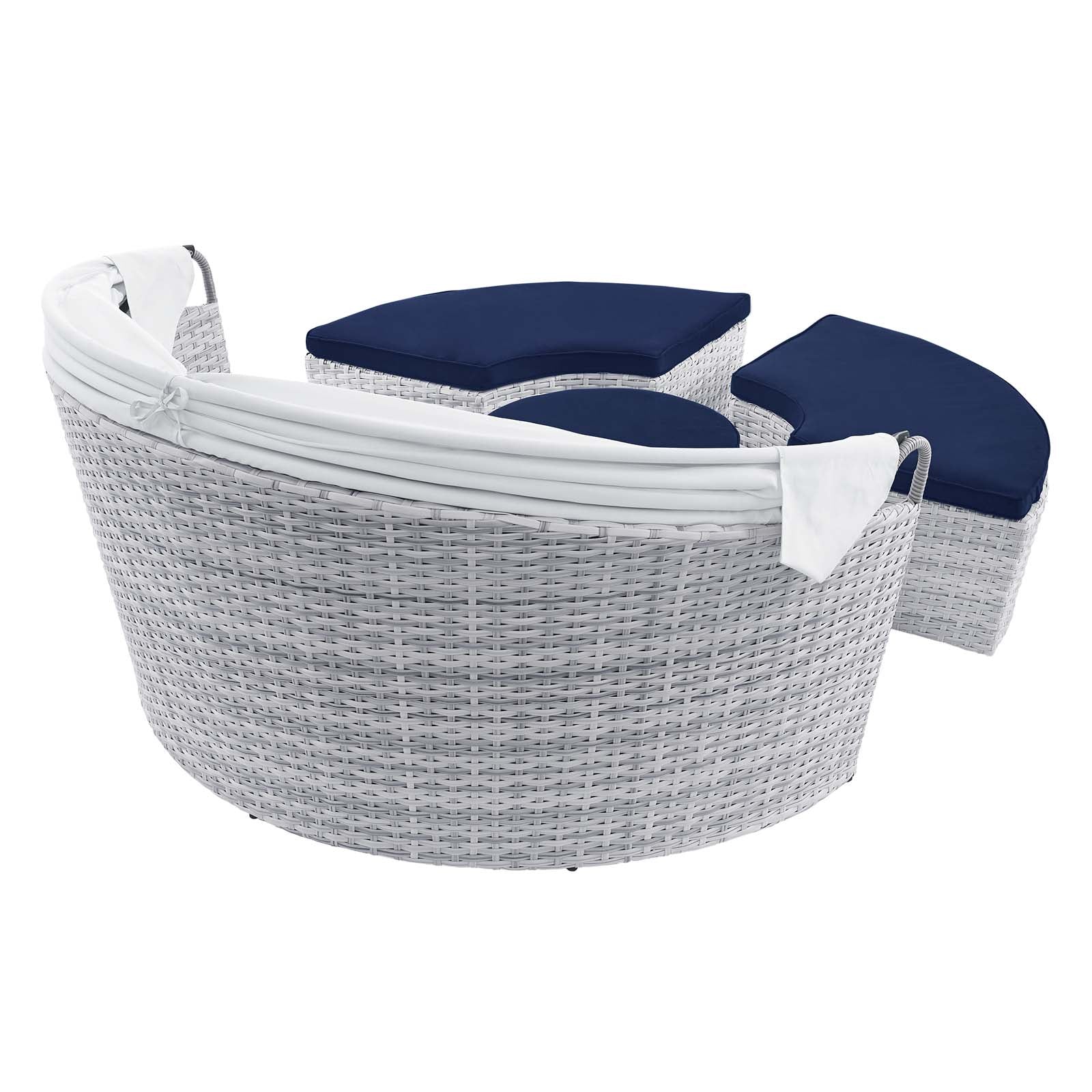 Modway Outdoor Conversation Sets - Scottsdale-Canopy-Sunbrella¨-Outdoor-Patio-Daybed-Light-Gray-Navy