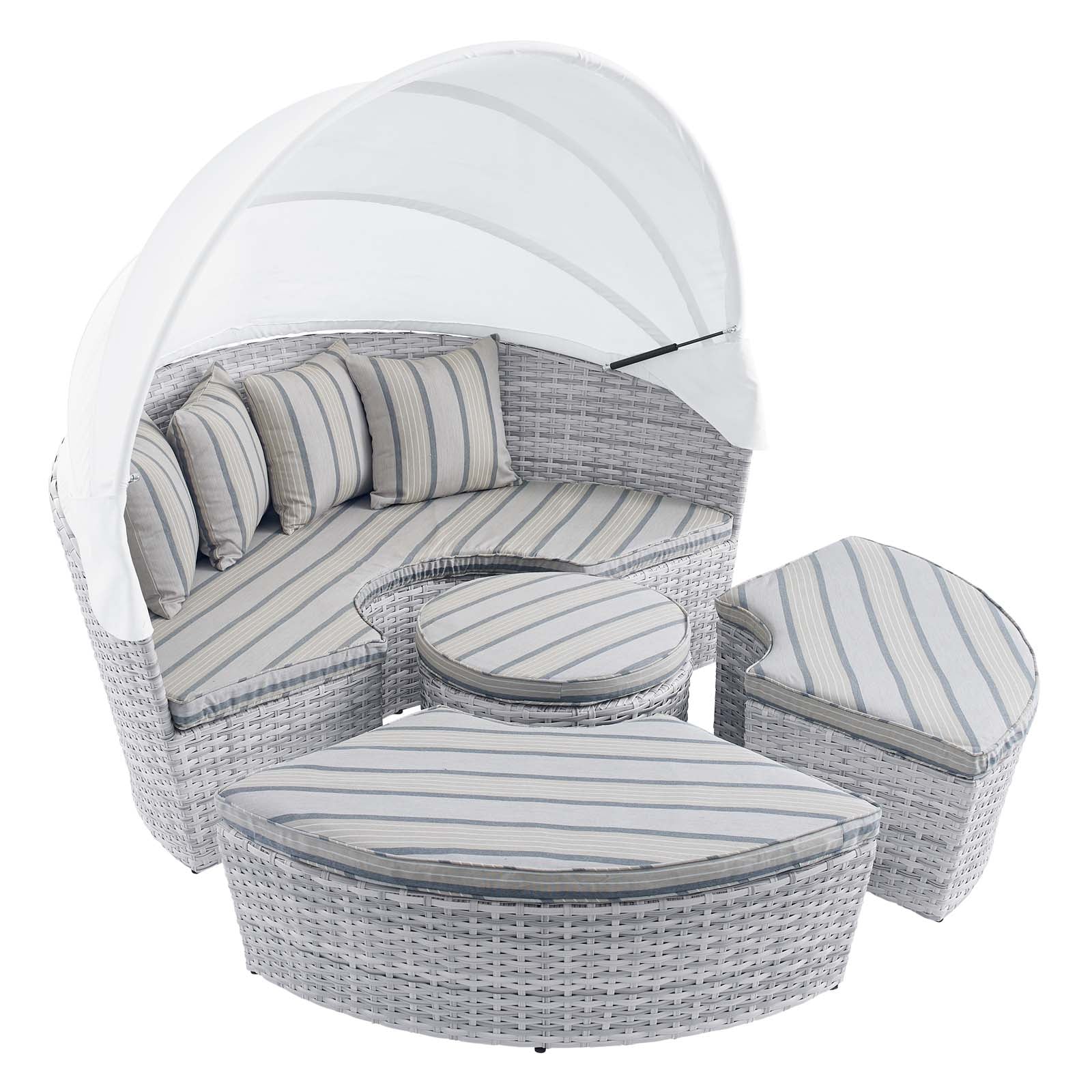 Modway Patio Daybeds - Scottsdale Canopy Sunbrella Outdoor Patio Daybed Light Gray Pebble