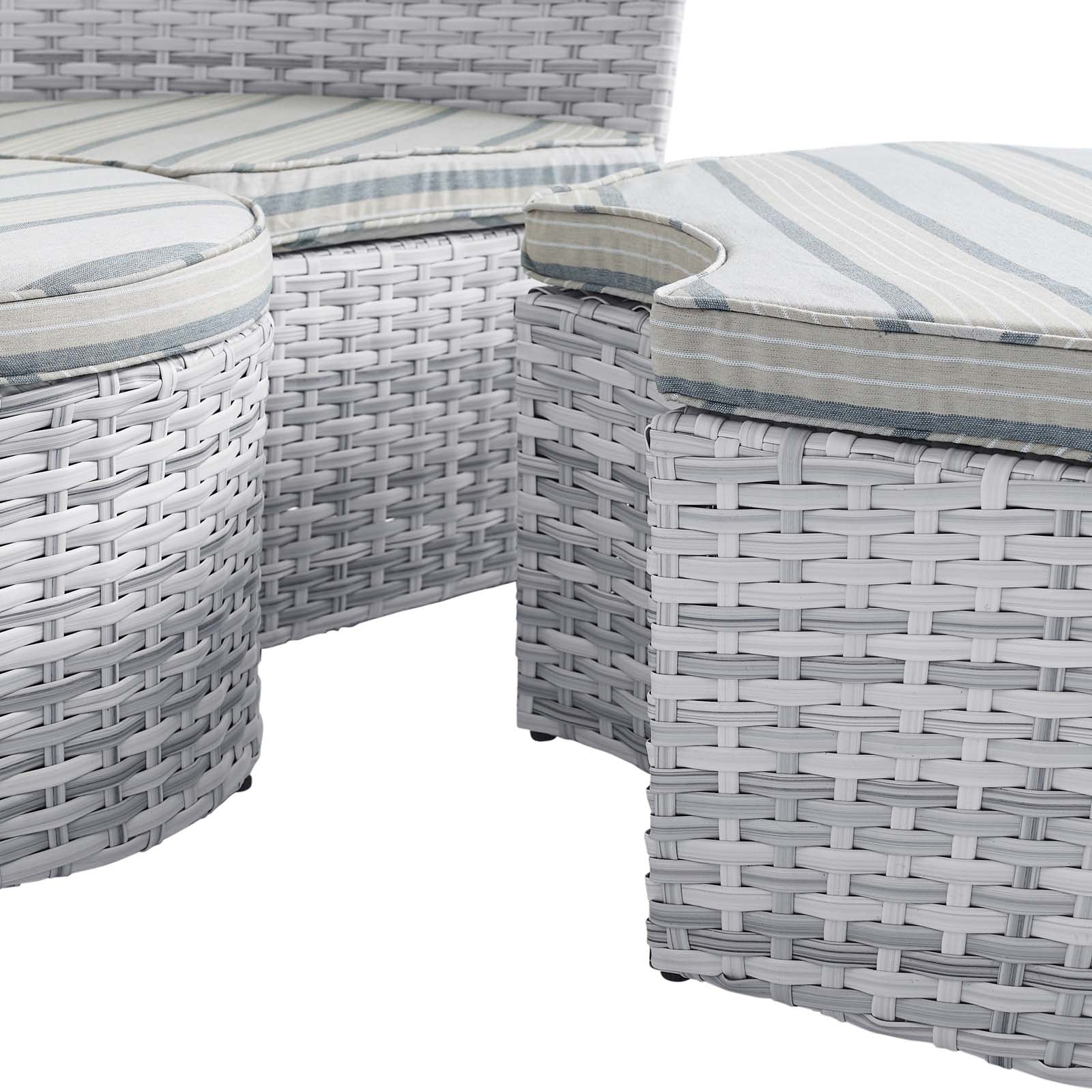 Modway Patio Daybeds - Scottsdale Canopy Sunbrella Outdoor Patio Daybed Light Gray Pebble
