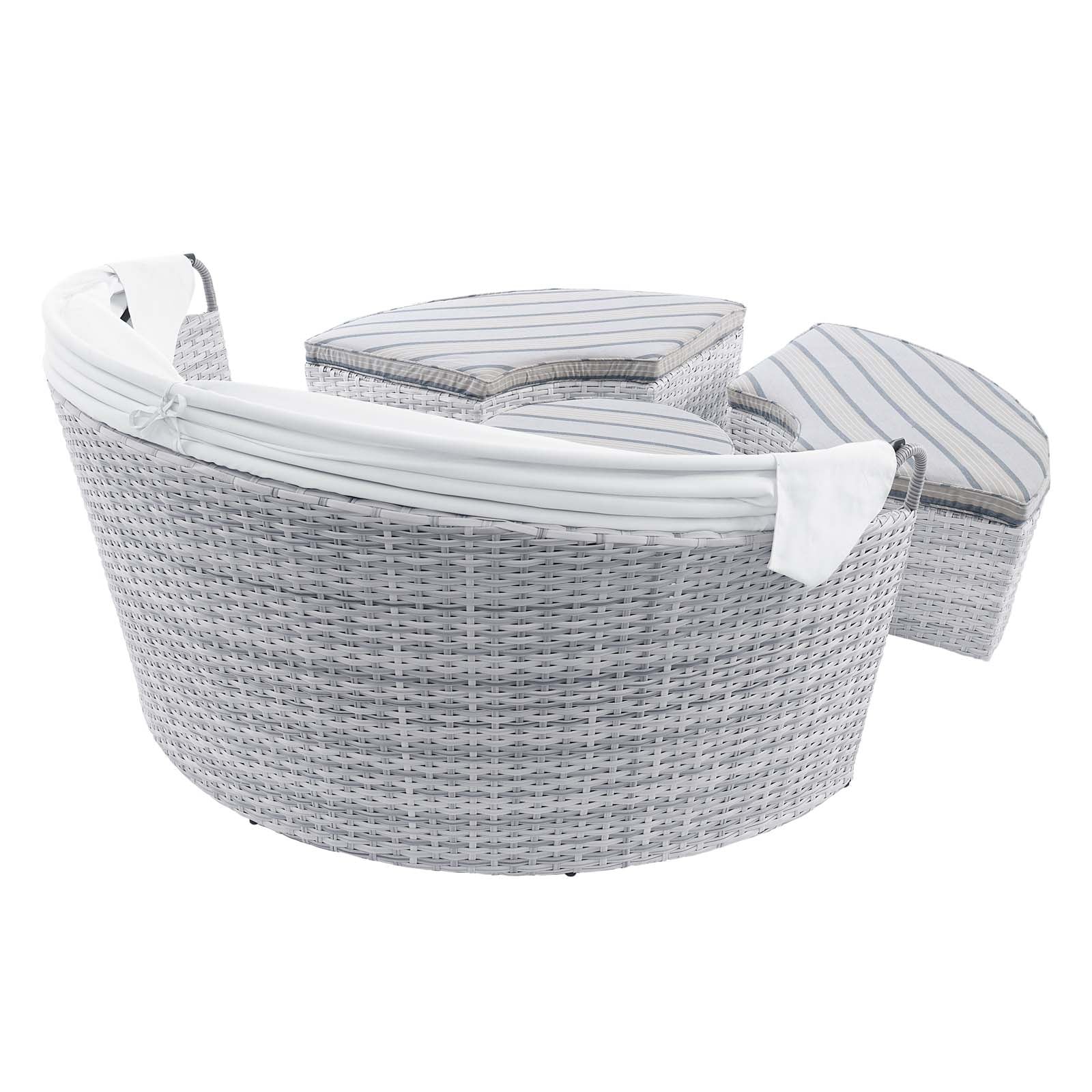 Modway Patio Daybeds - Scottsdale Canopy Sunbrella Outdoor Patio Daybed Light Gray Pebble