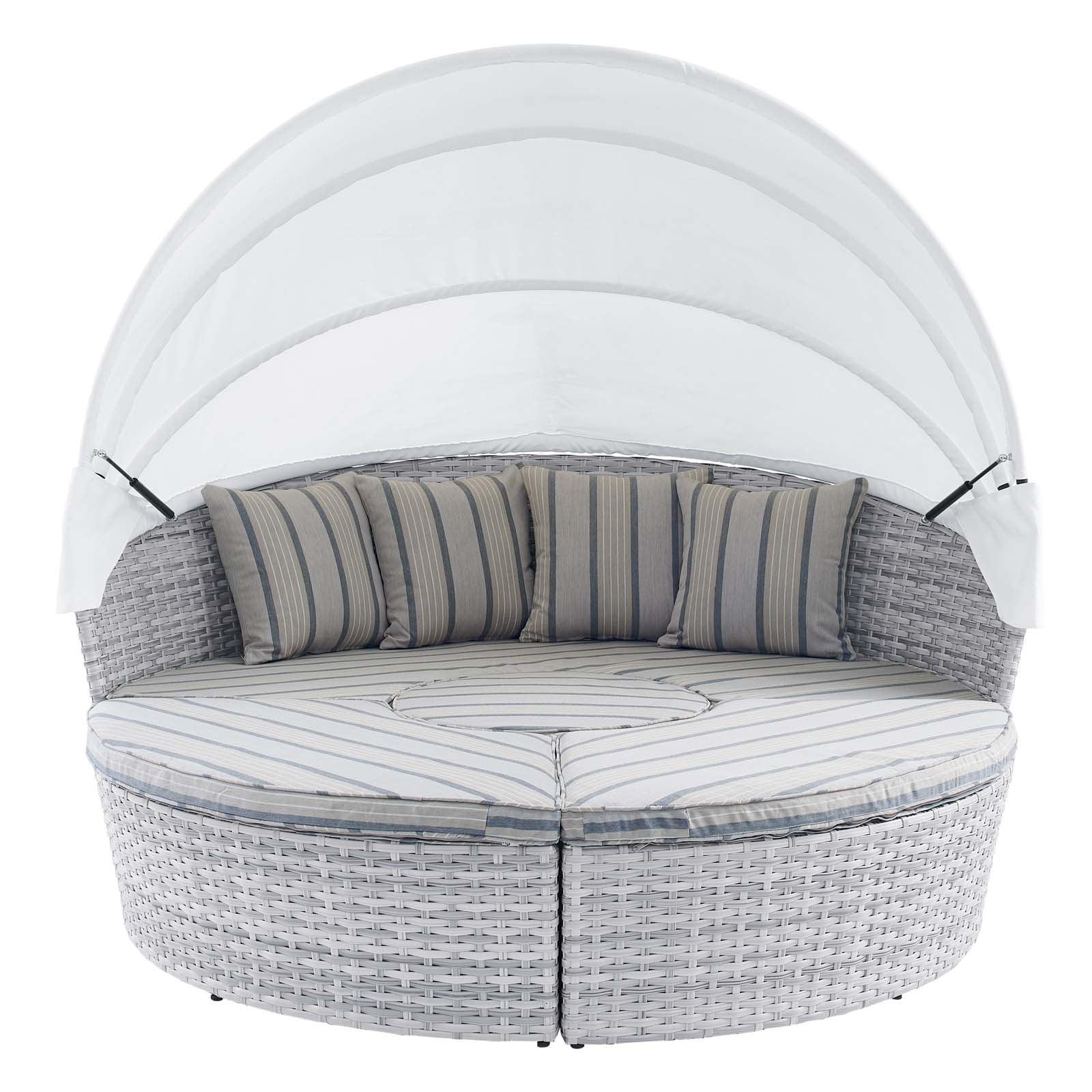 Modway Patio Daybeds - Scottsdale Canopy Sunbrella Outdoor Patio Daybed Light Gray Pebble
