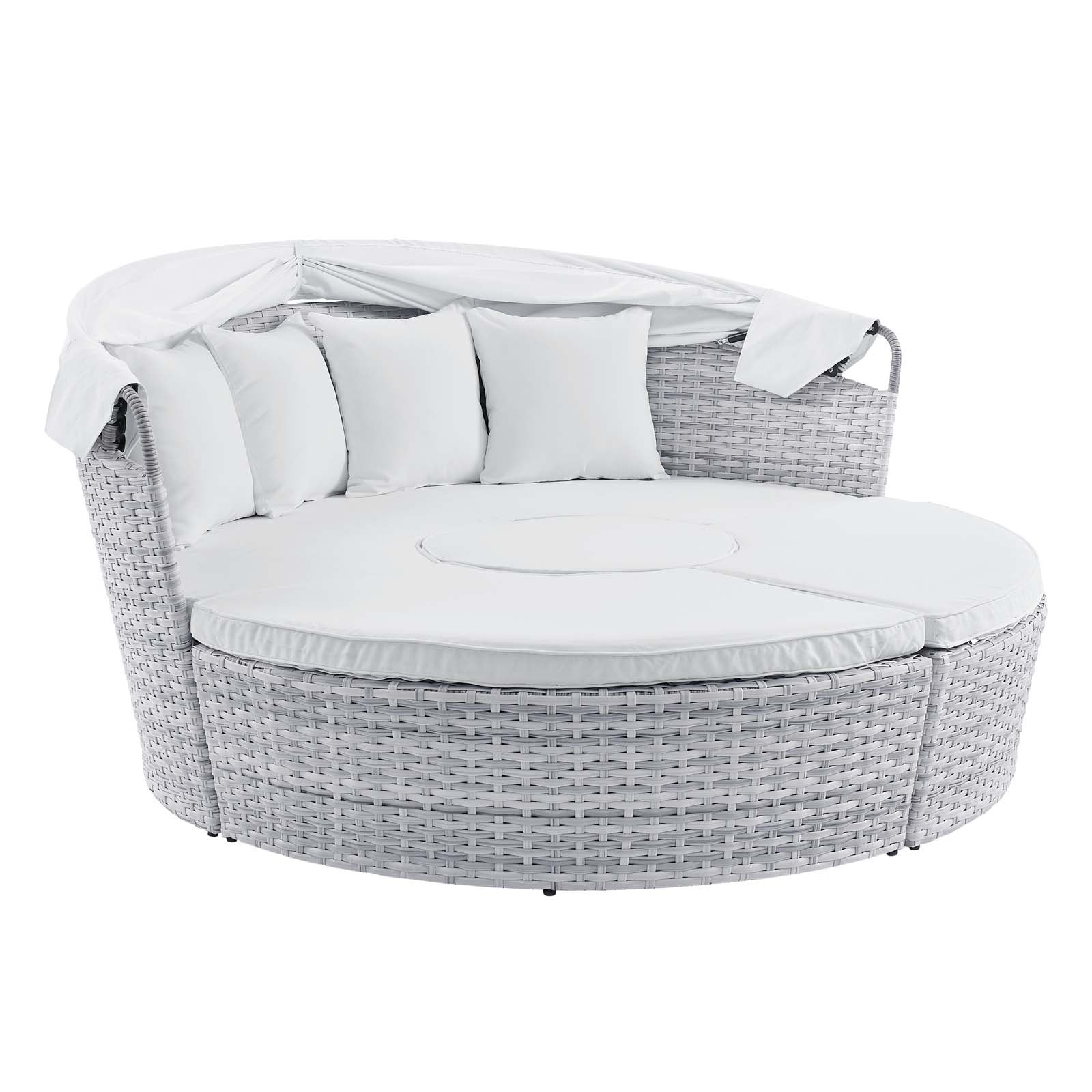 Modway Patio Daybeds - Scottsdale Canopy Sunbrella Outdoor Patio Daybed Light Gray White