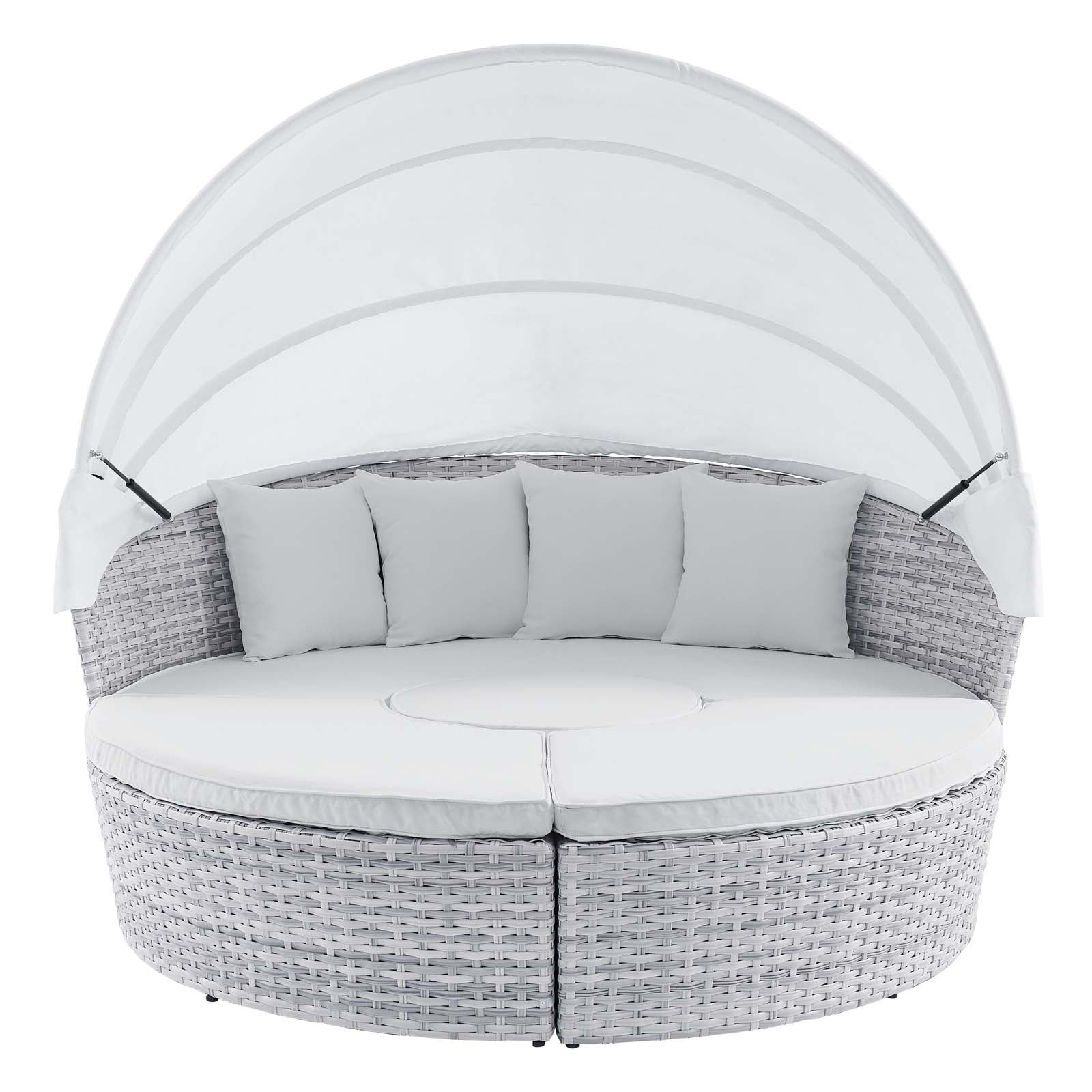 Modway Patio Daybeds - Scottsdale Canopy Sunbrella Outdoor Patio Daybed Light Gray White