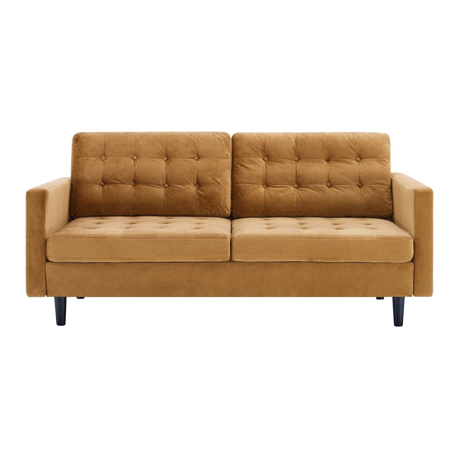 Modway Sofas & Couches - Exalt Tufted Performance Velvet Sofa Cognac