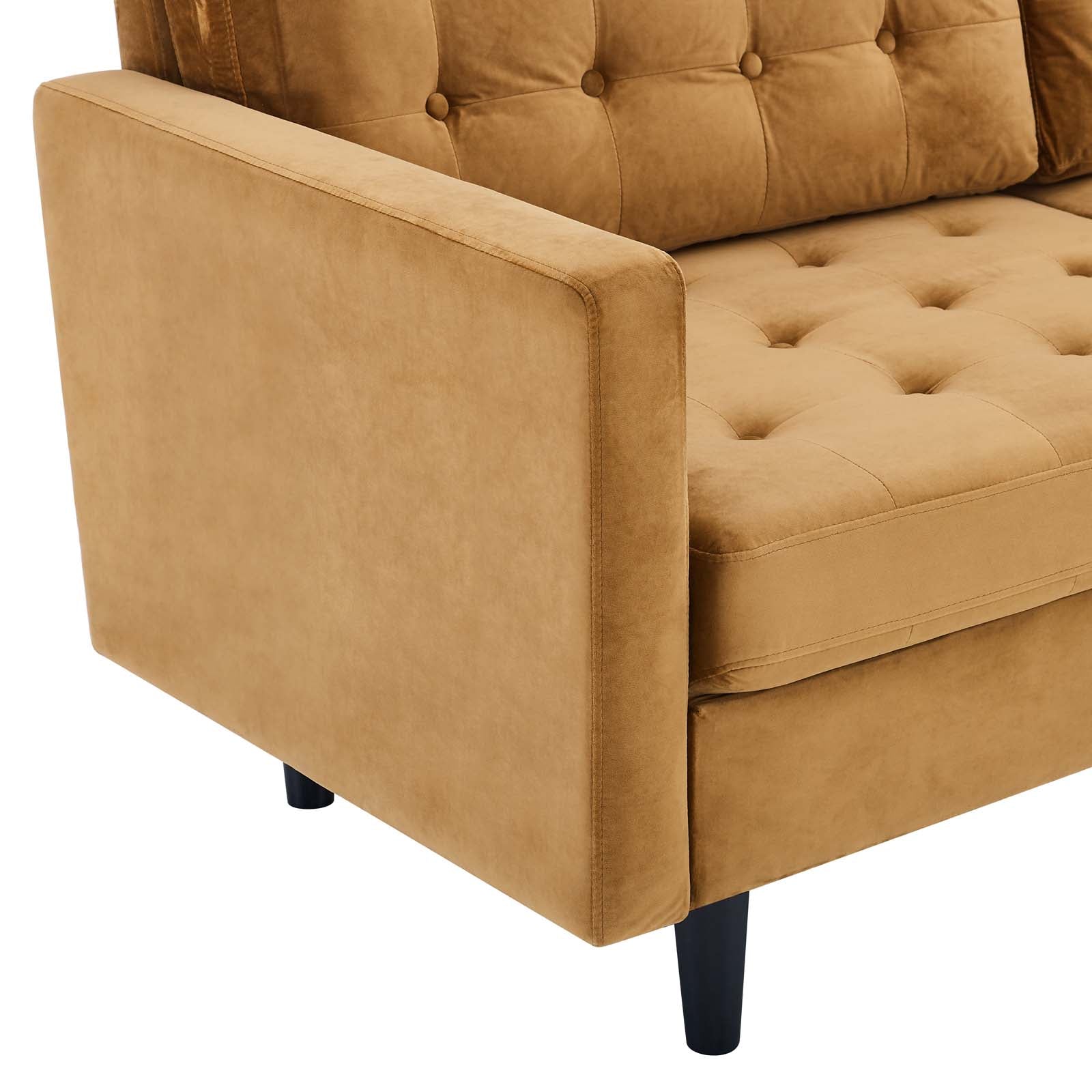 Modway Sofas & Couches - Exalt Tufted Performance Velvet Sofa Cognac