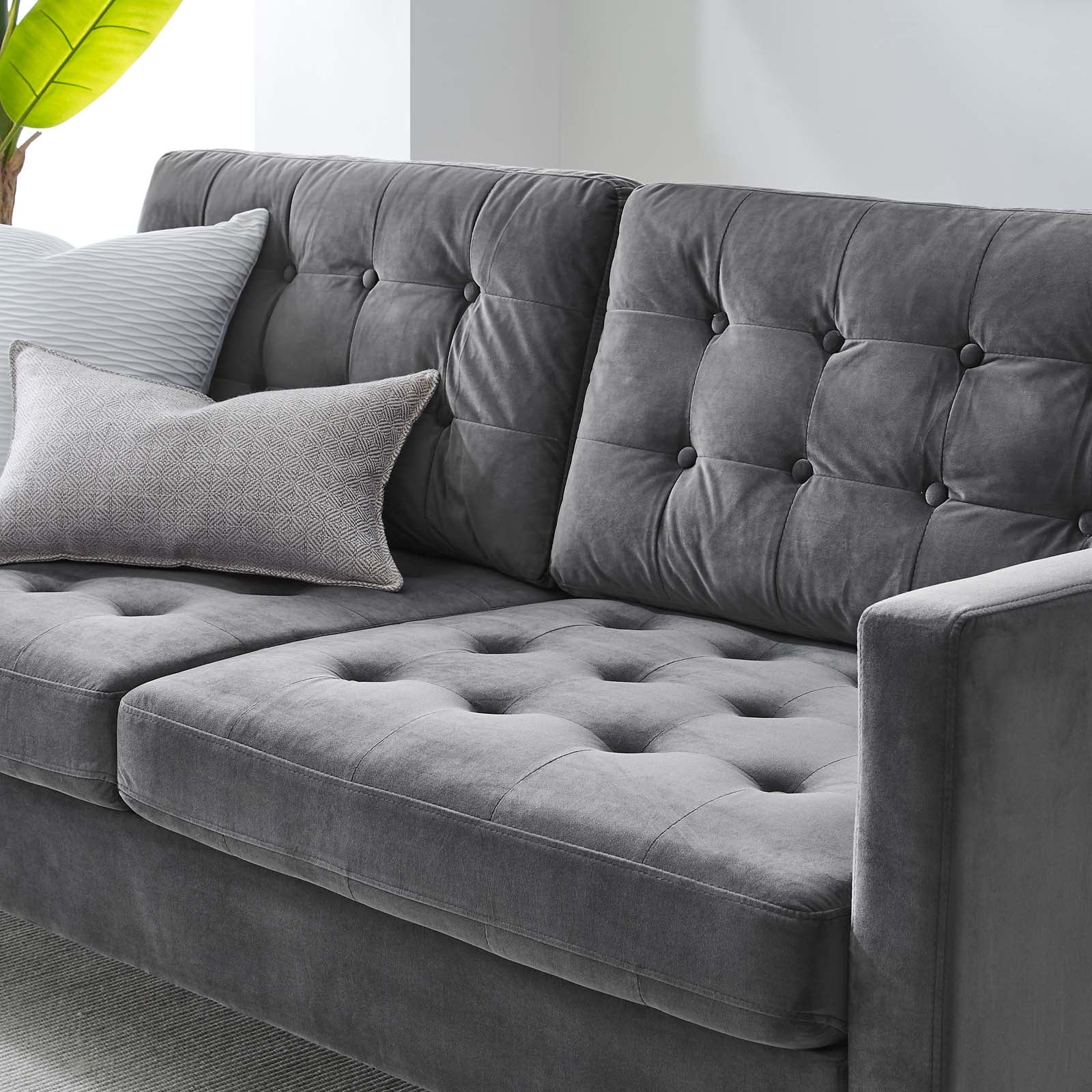 Modway Sofas & Couches - Exalt Tufted Performance Velvet Sofa Gray