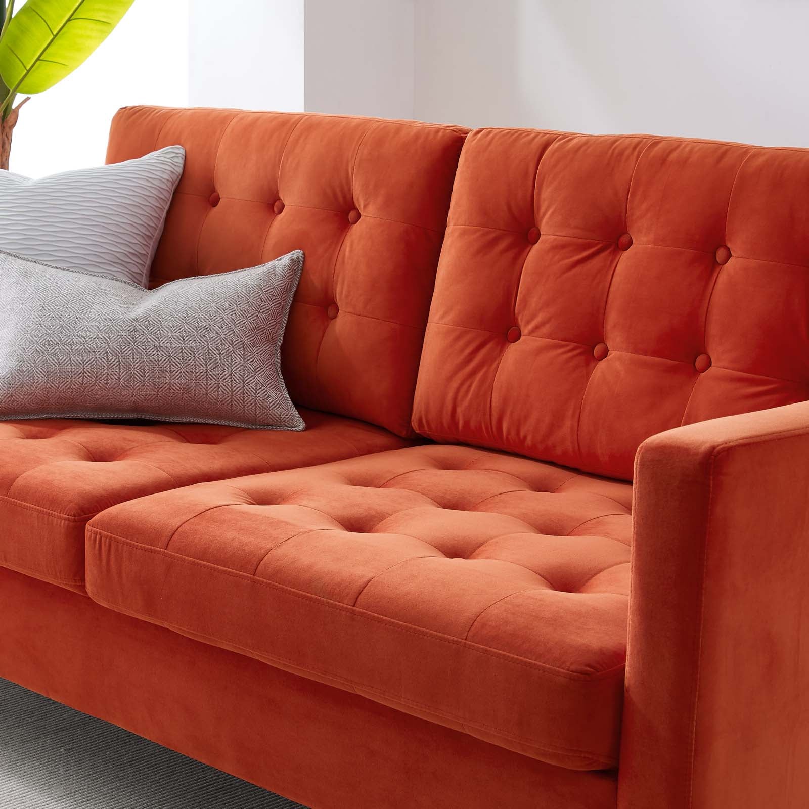 Modway Sofas & Couches - Exalt Tufted Performance Velvet Sofa Orange