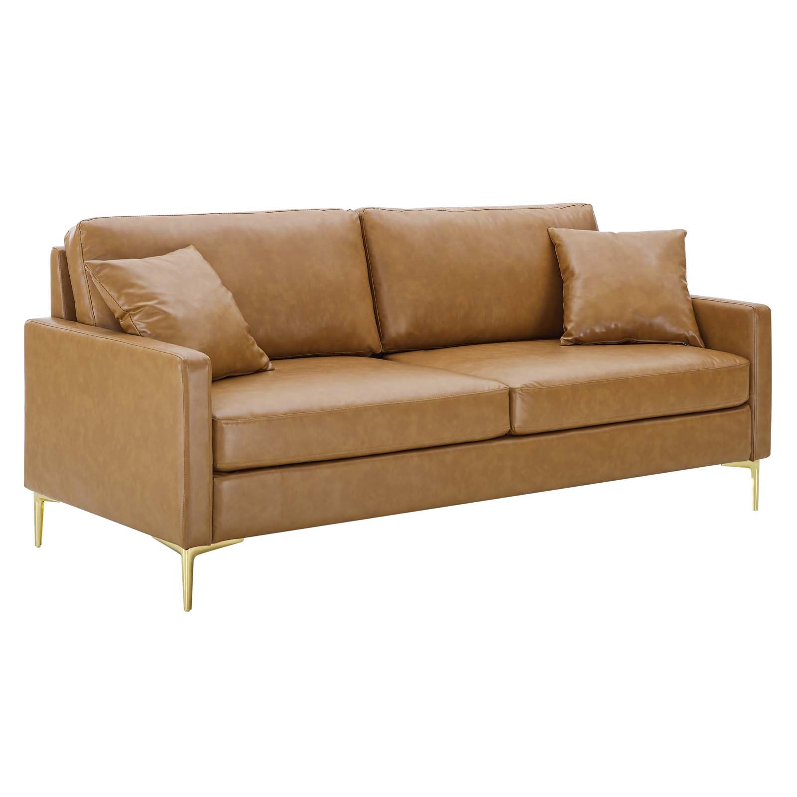 Modway Sofas & Couches - Juliana Vegan Leather Sofa Tan