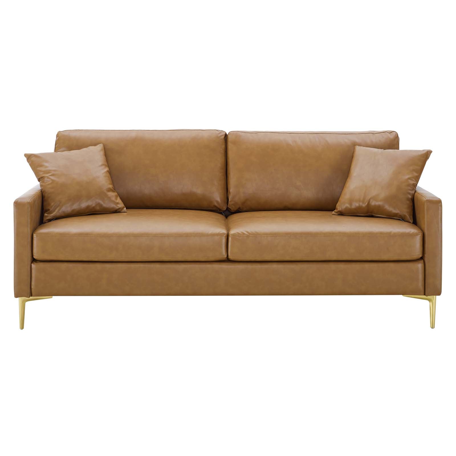 Modway Sofas & Couches - Juliana Vegan Leather Sofa Tan