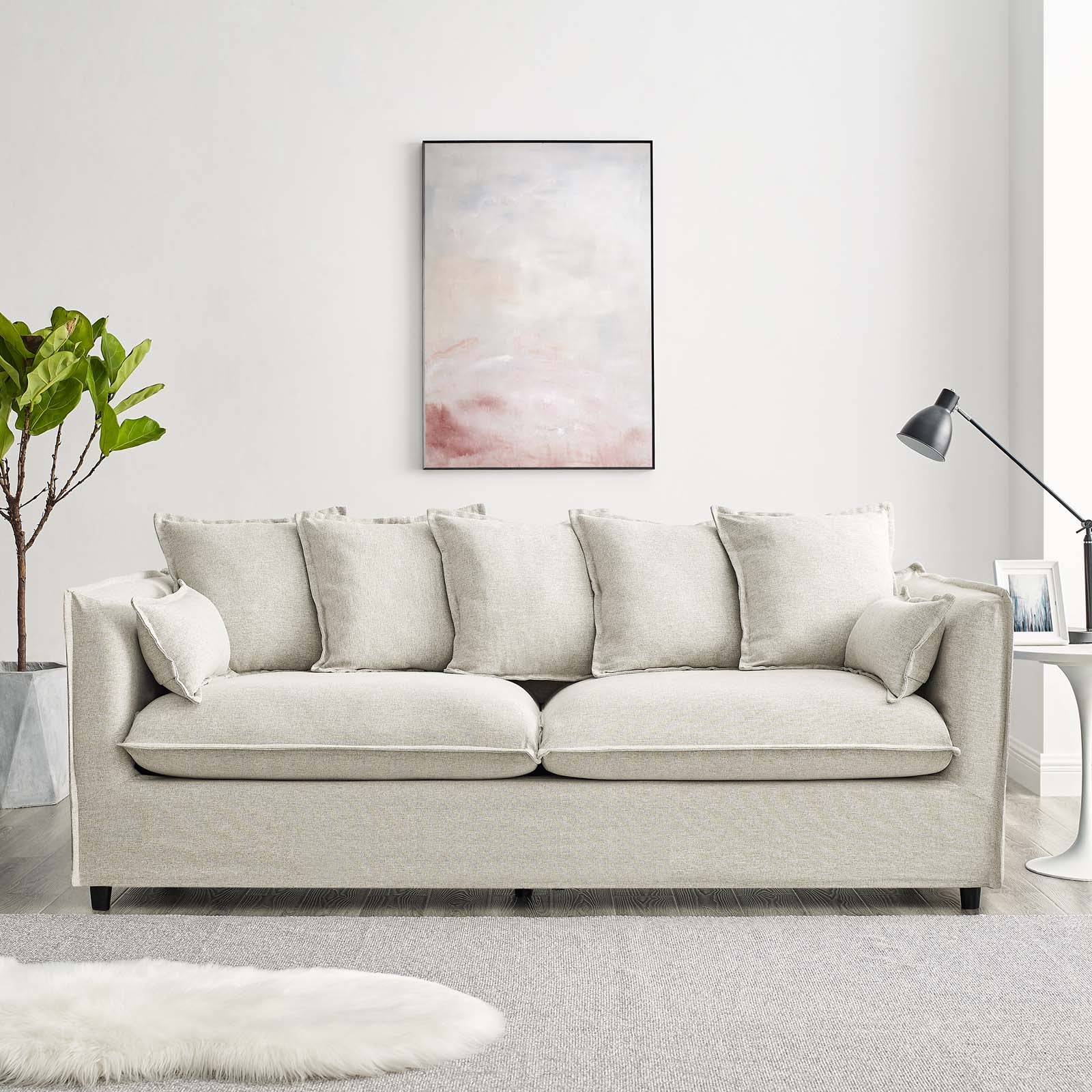 Modway Sofas & Couches - Avalon Slipcover Fabric Sofa Beige