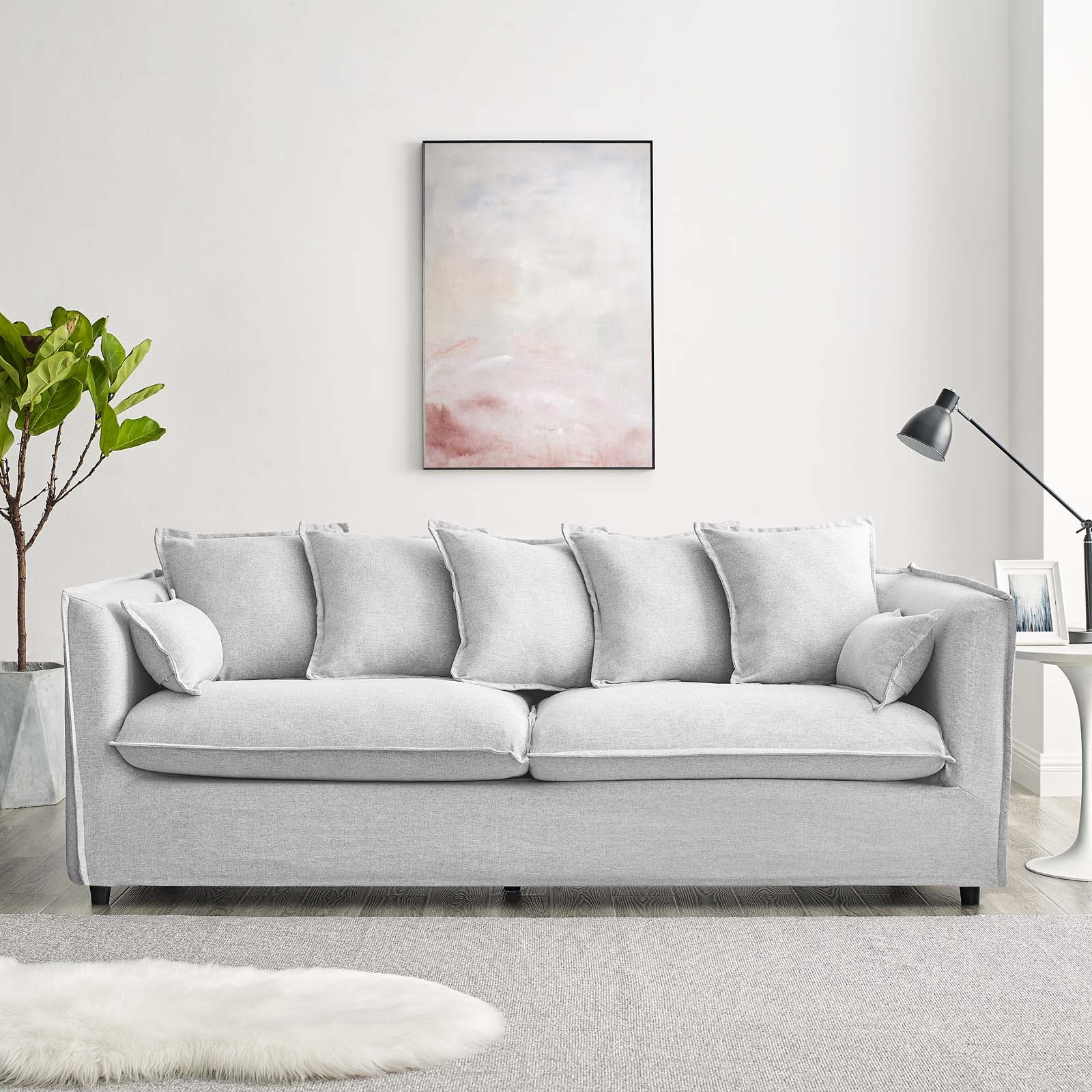 Modway Sofas & Couches - Avalon Slipcover Fabric Sofa Light Gray