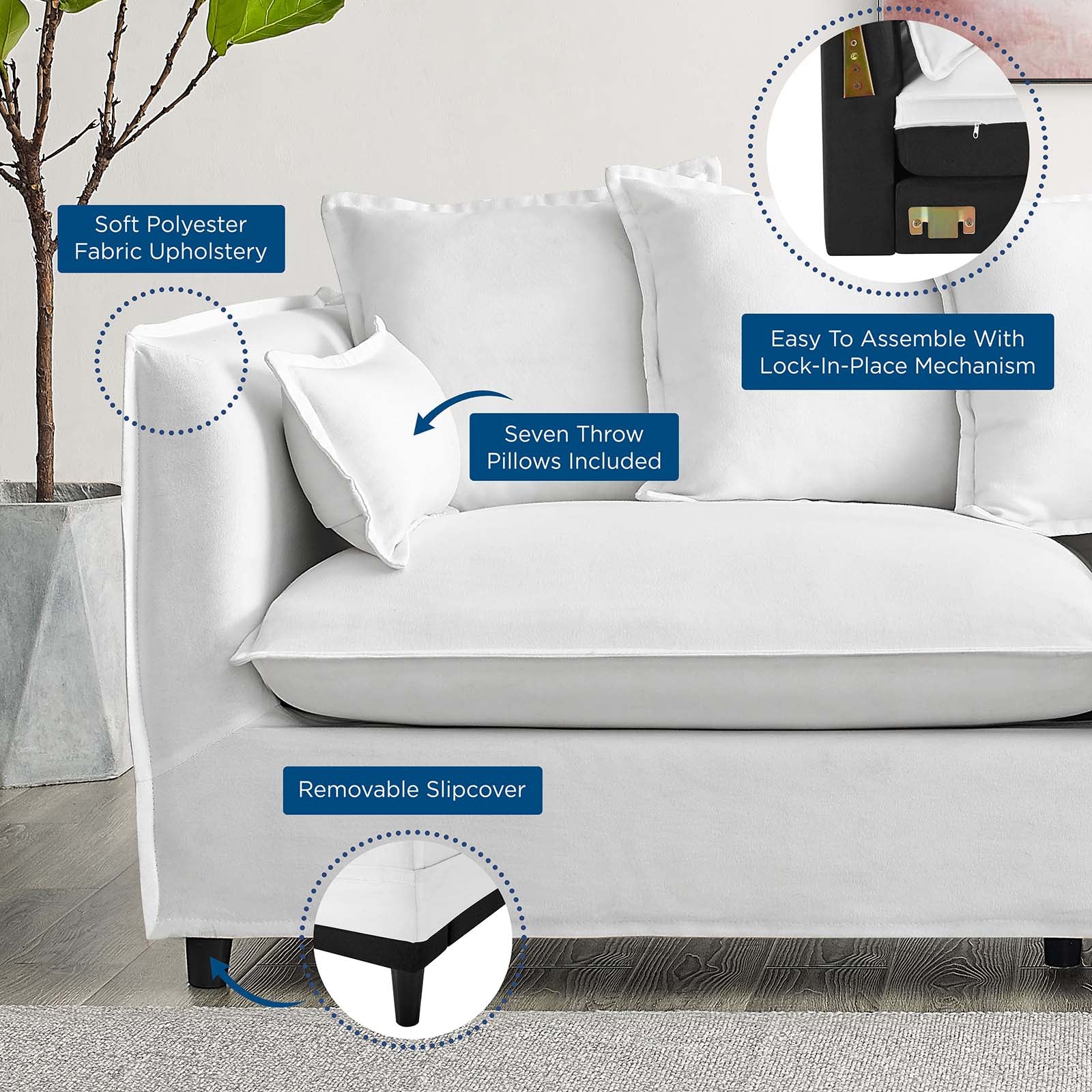 Modway Sofas & Couches - Avalon Slipcover Fabric Sofa White