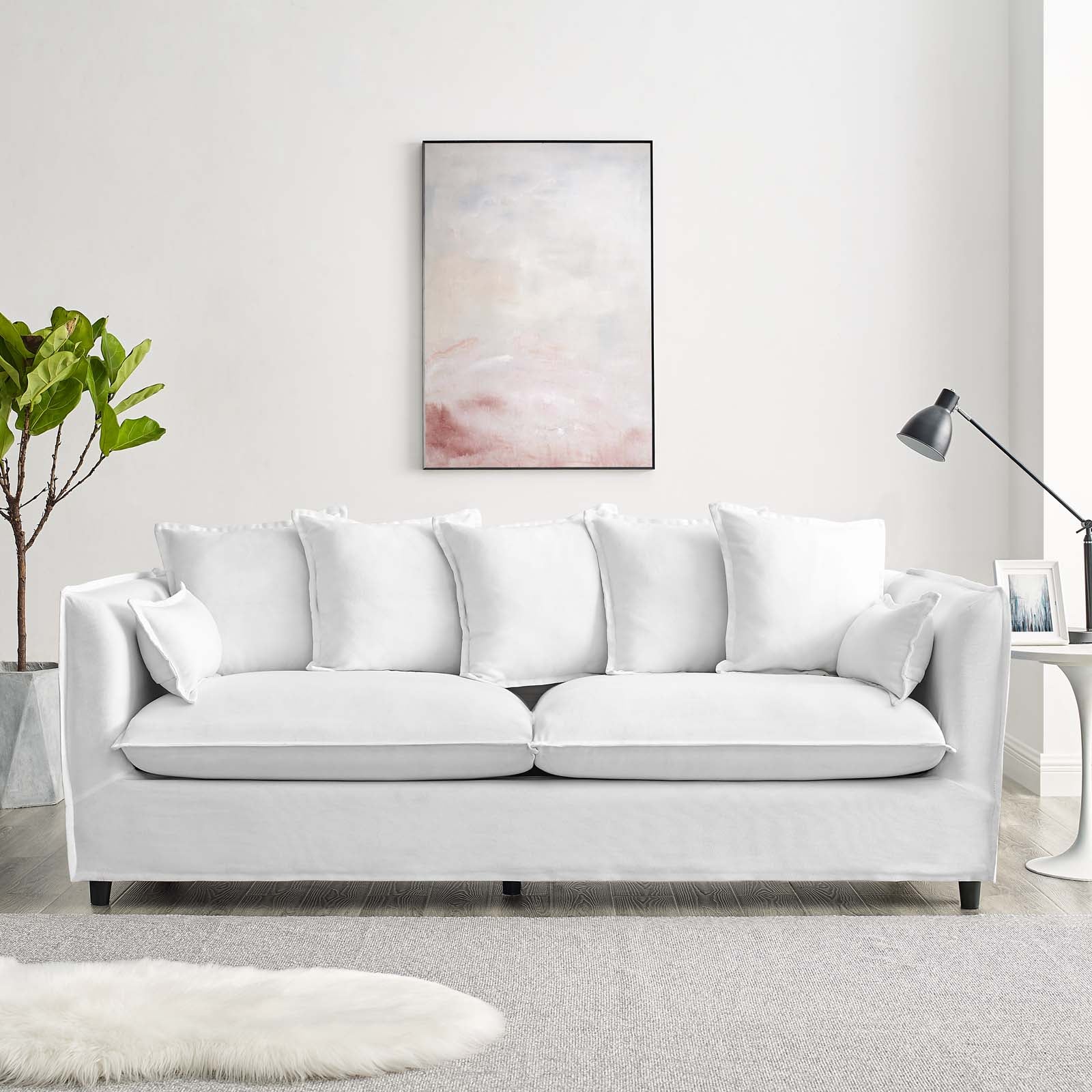 Modway Sofas & Couches - Avalon Slipcover Fabric Sofa White