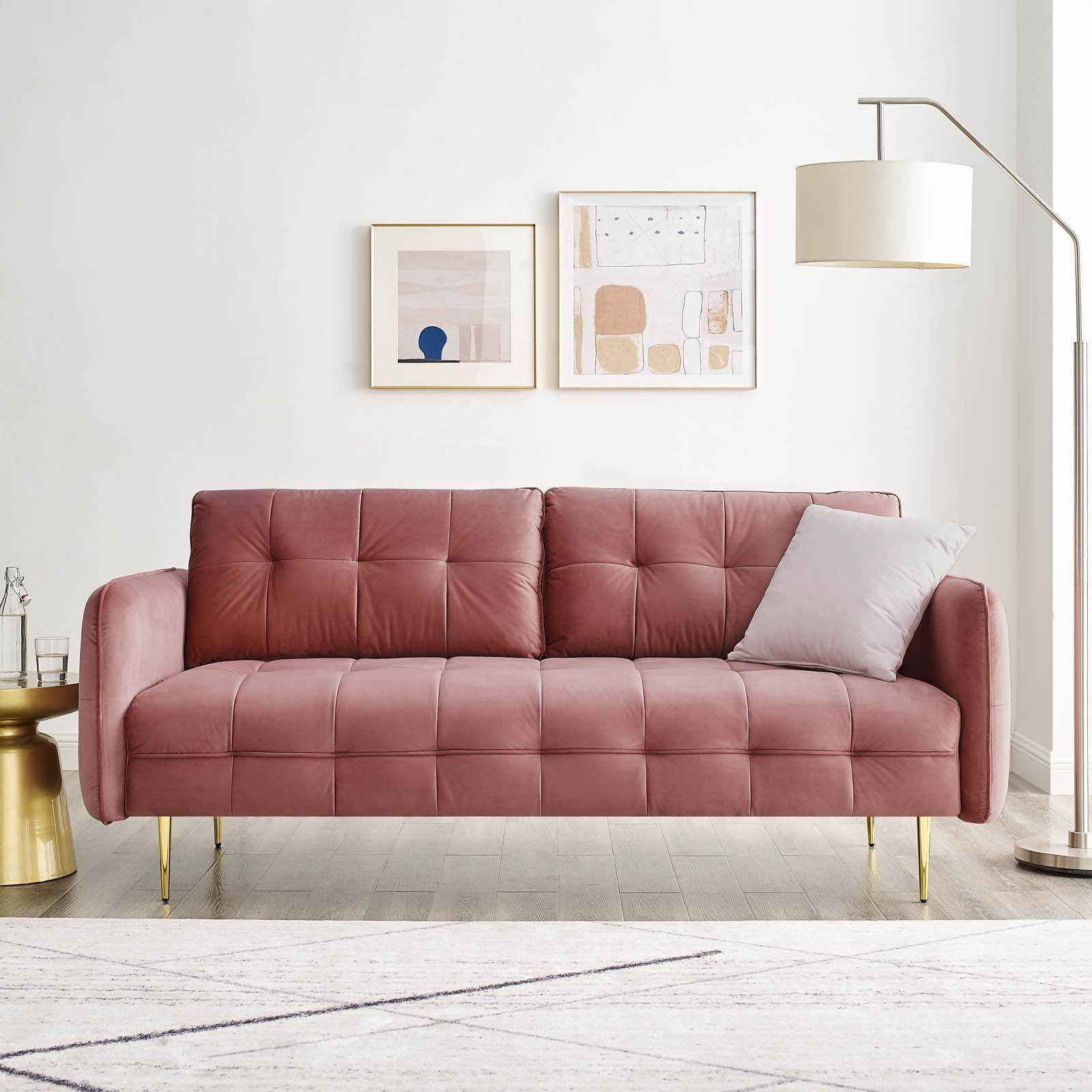 Modway Sofas & Couches - Cameron Tufted Performance Velvet Sofa Dusty Rose