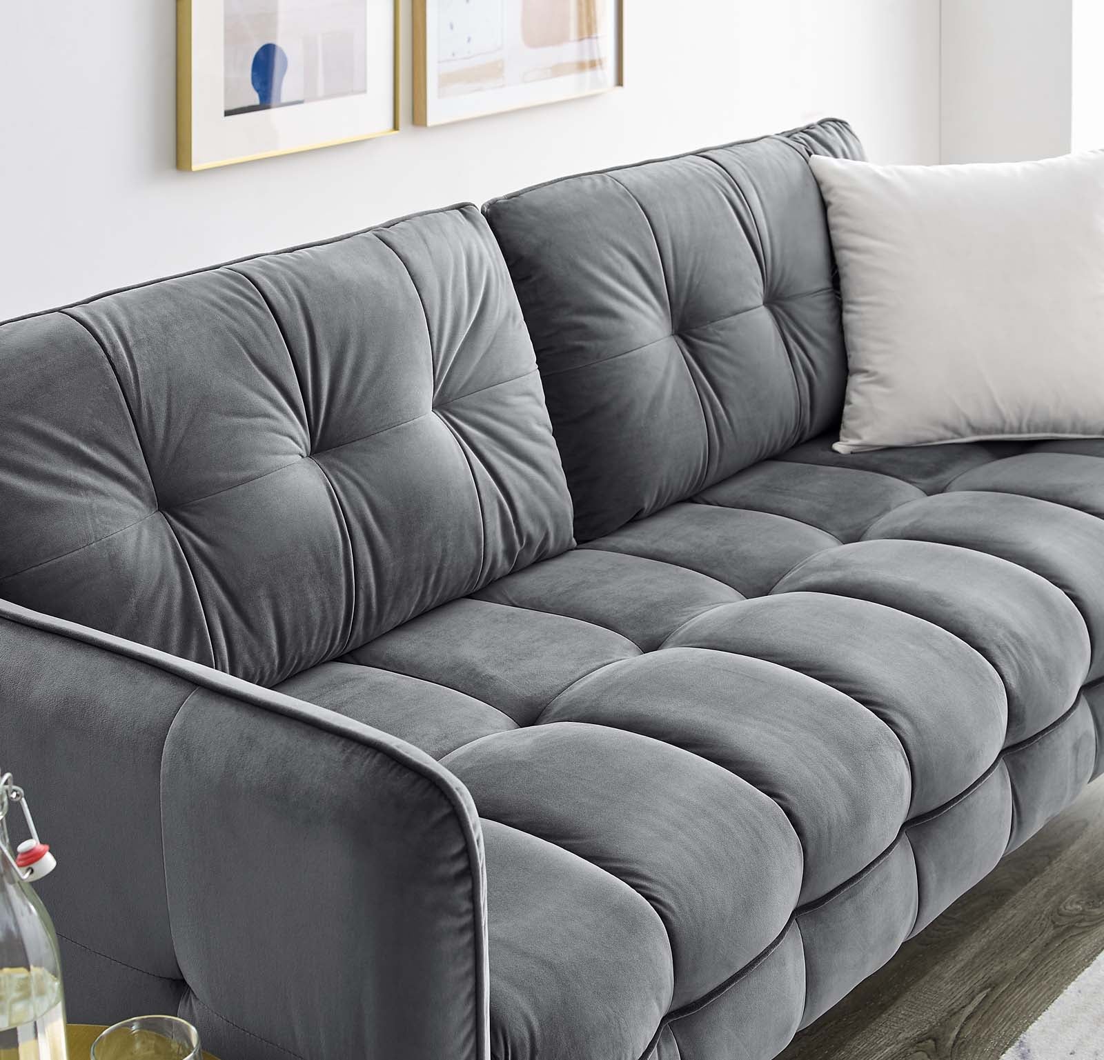 Modway Sofas & Couches - Cameron Tufted Performance Velvet Sofa Gray