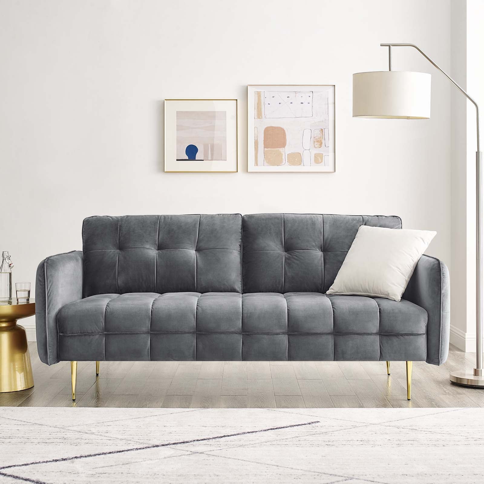 Modway Sofas & Couches - Cameron Tufted Performance Velvet Sofa Gray