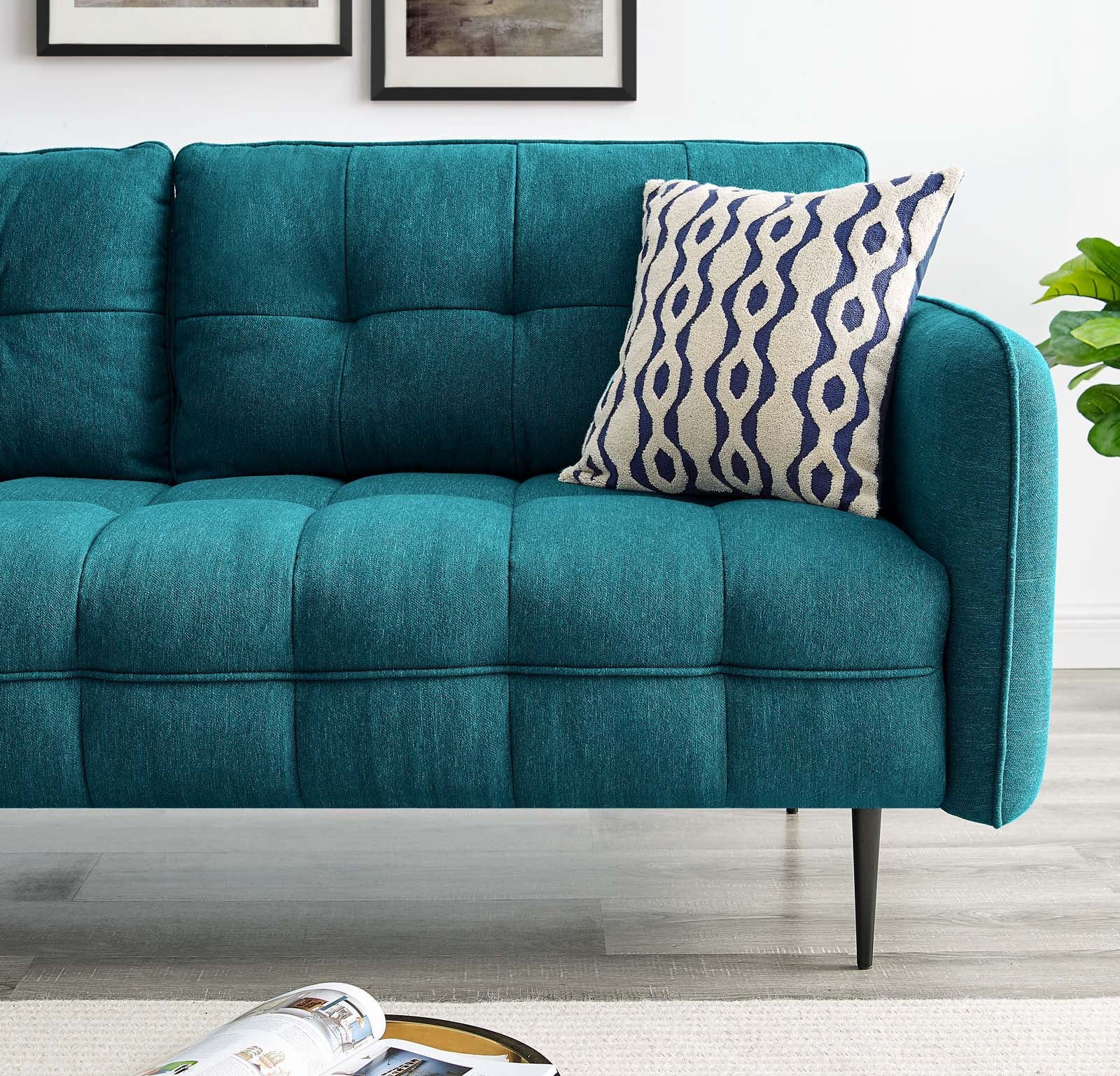 Modway Sofas & Couches - Cameron Tufted Fabric Sofa Teal