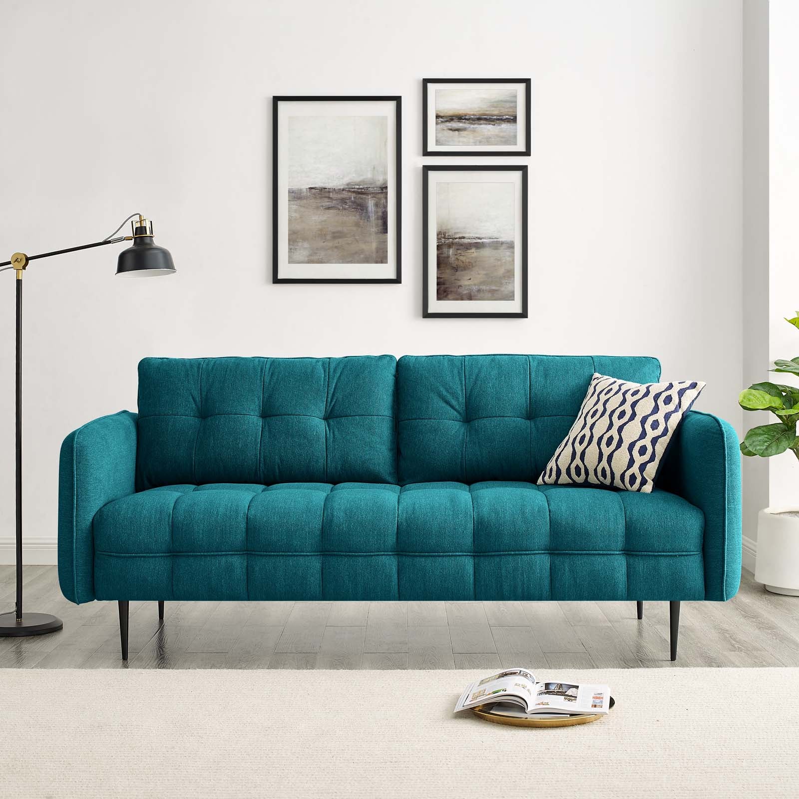 Modway Sofas & Couches - Cameron Tufted Fabric Sofa Teal