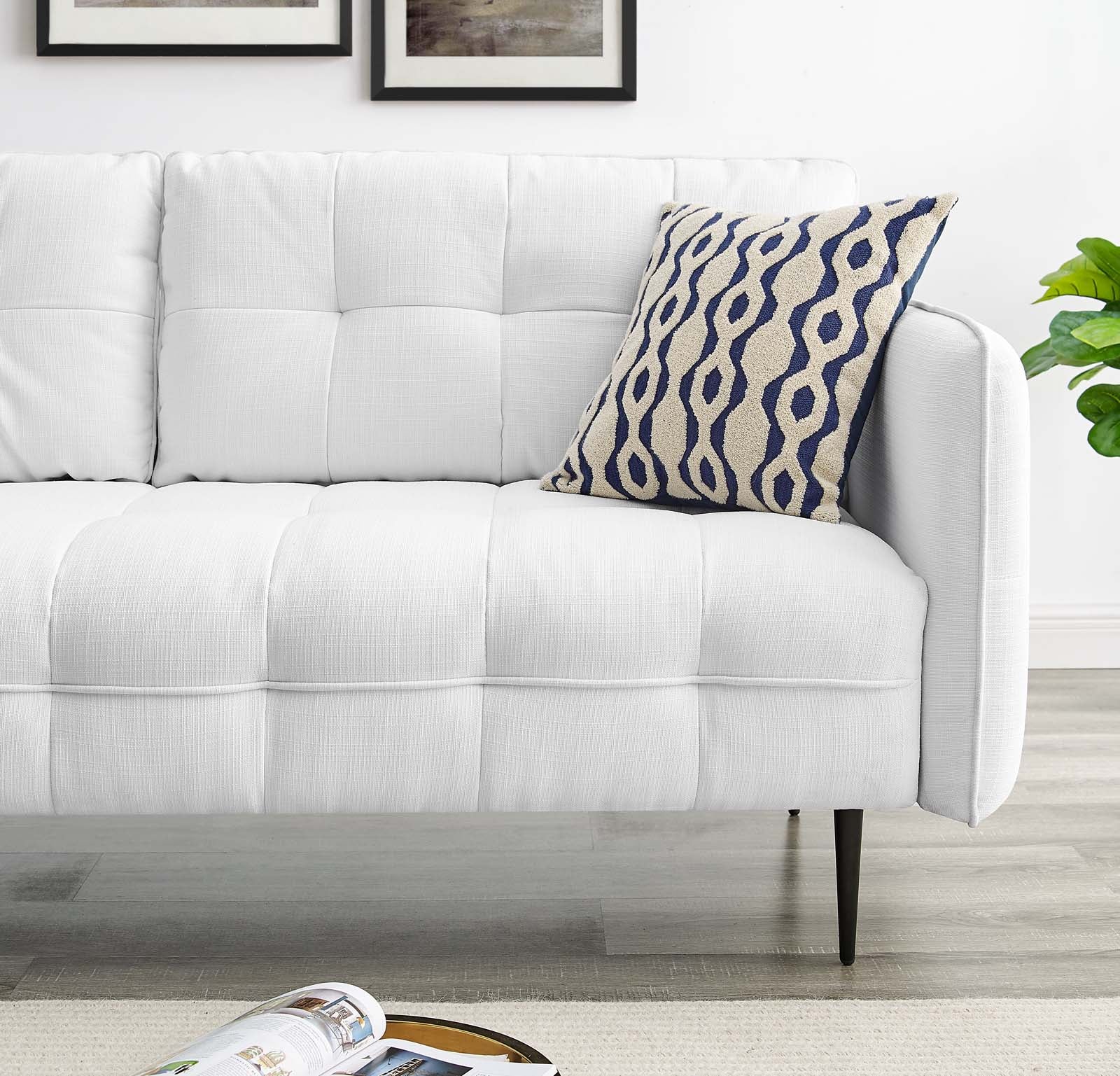 Modway Sofas & Couches - Cameron Tufted Fabric Sofa White