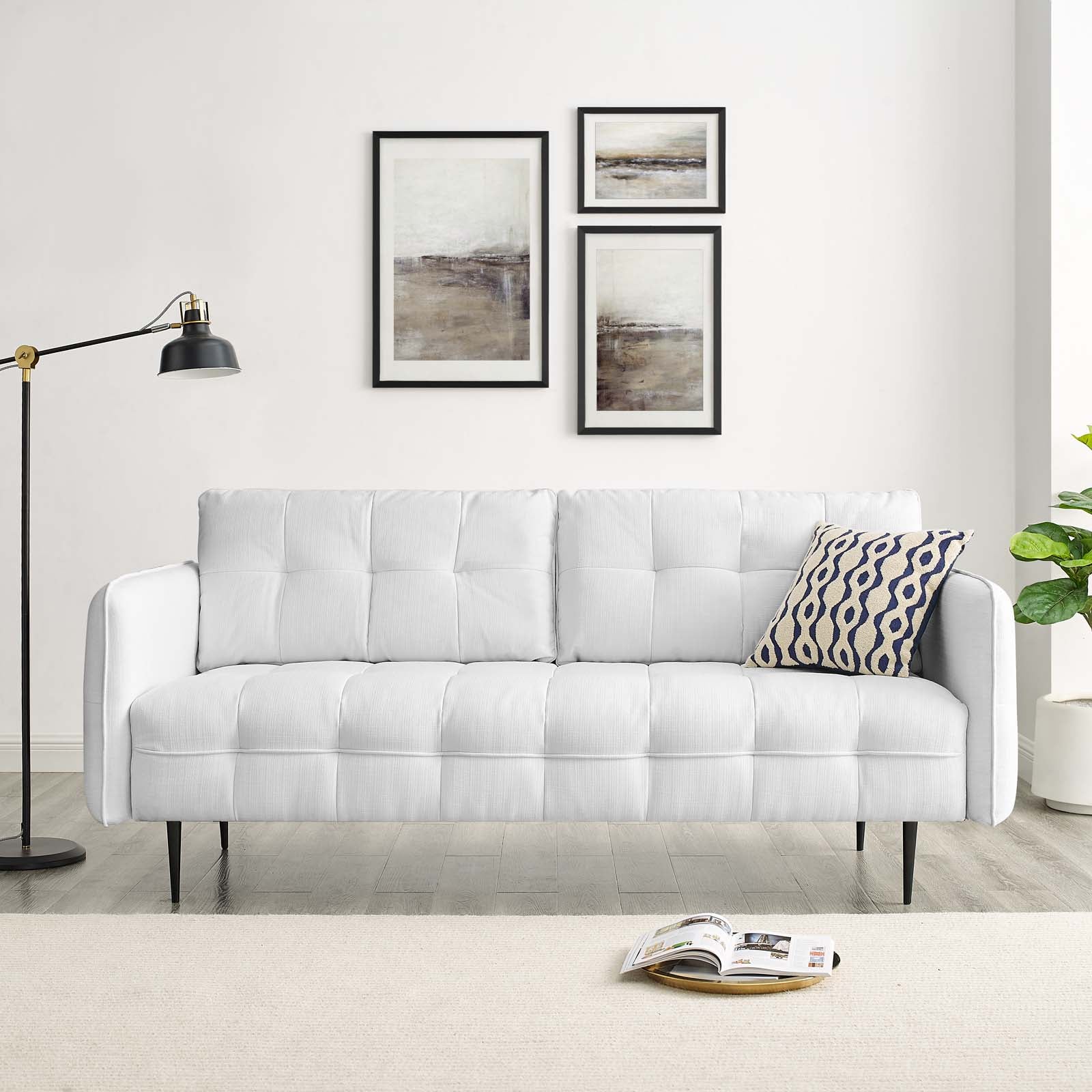 Modway Sofas & Couches - Cameron Tufted Fabric Sofa White