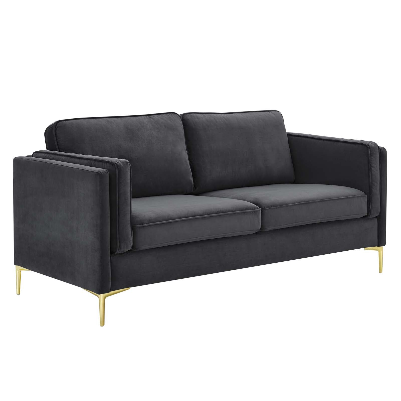 Modway Sofas & Couches - Kaiya Performance Velvet Sofa Charcoal