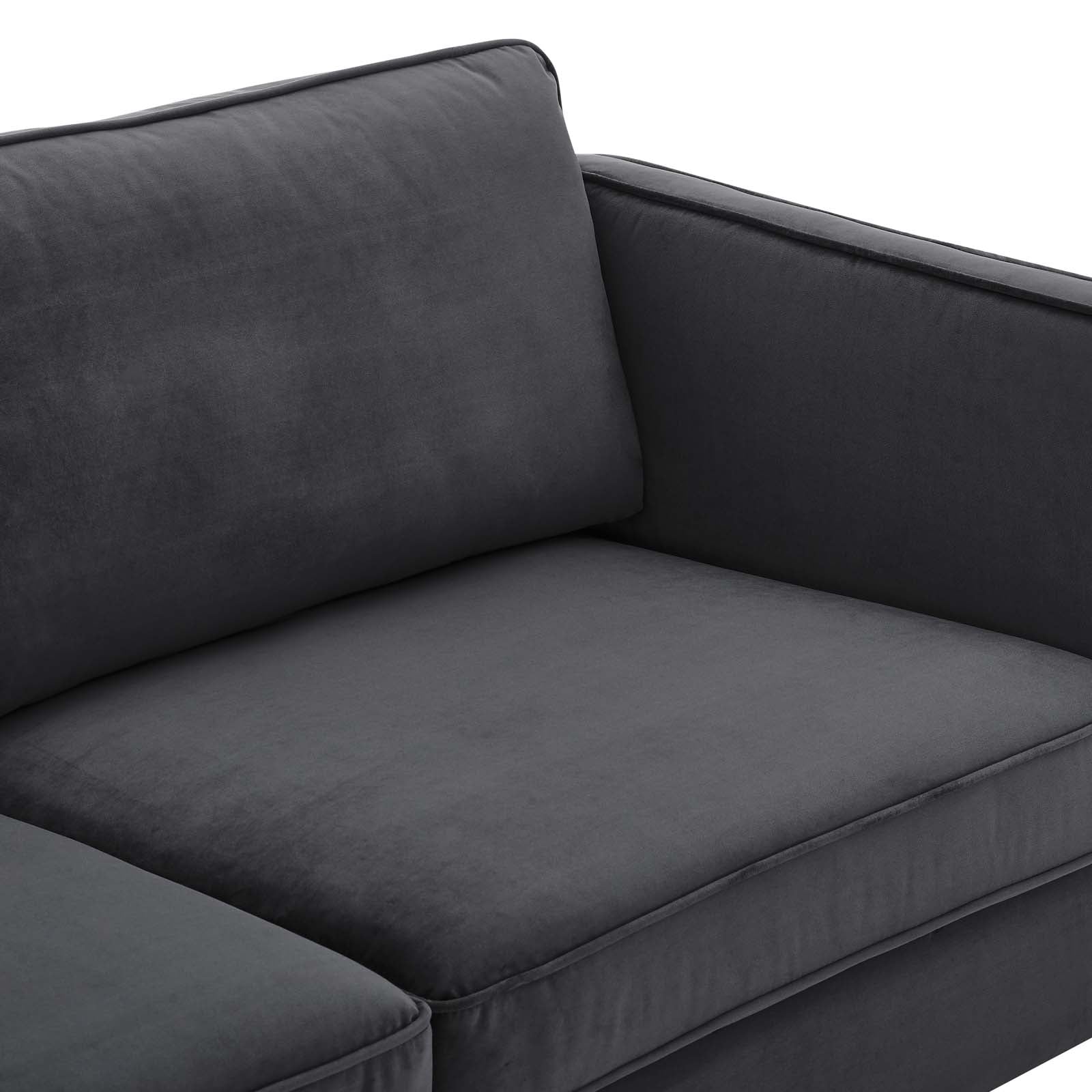 Modway Sofas & Couches - Kaiya Performance Velvet Sofa Charcoal