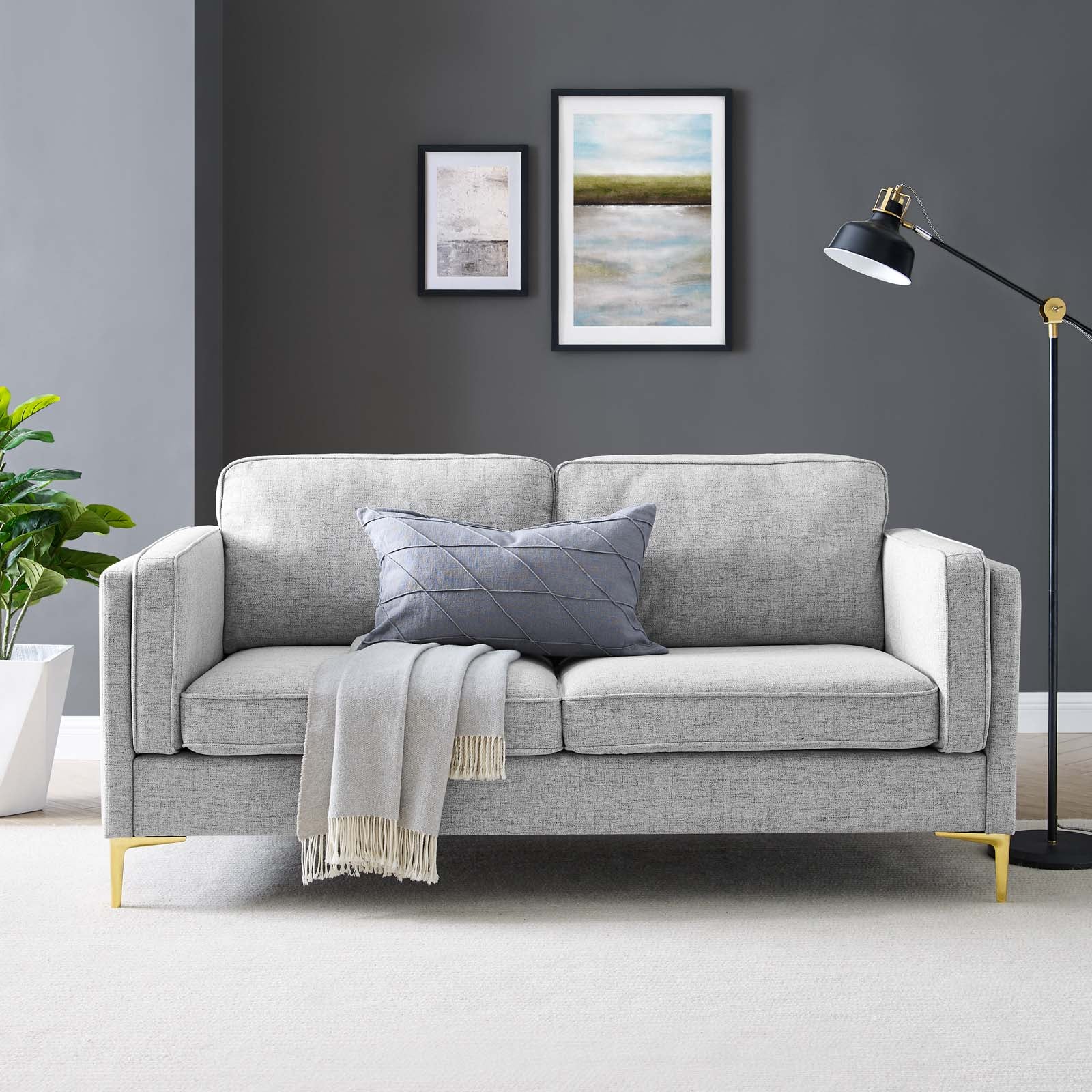 Modway Sofas & Couches - Kaiya Fabric Sofa Light Gray