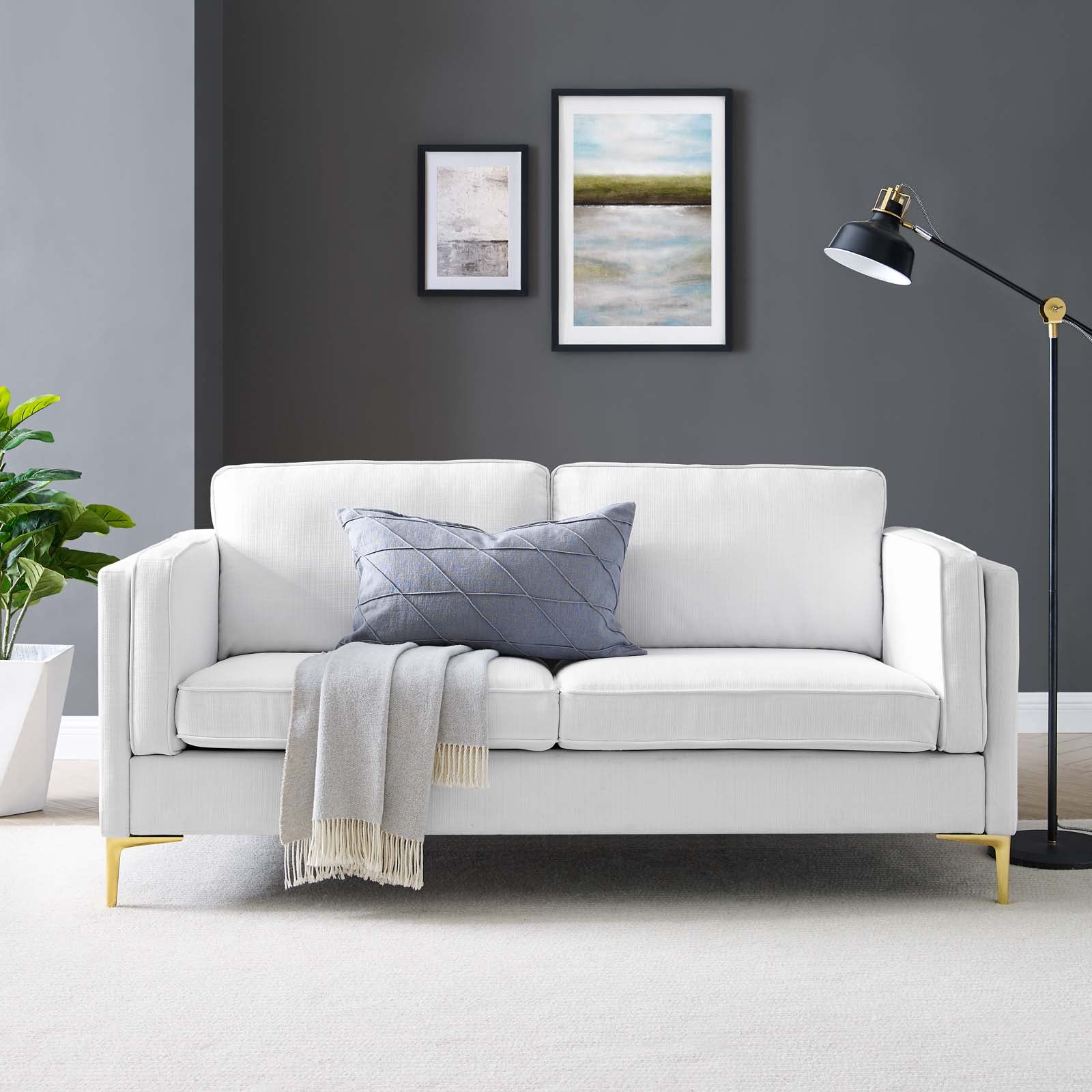 Modway Sofas & Couches - Kaiya Fabric Sofa White